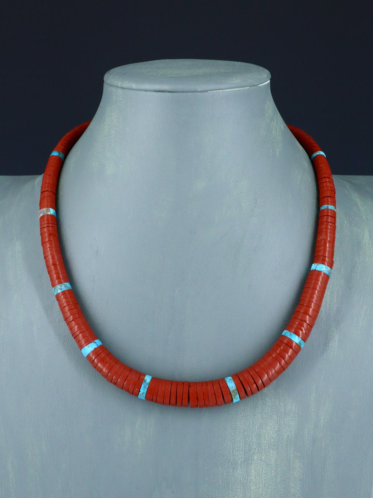 Santo Domingo Shell Pipestone and Turquoise Necklace