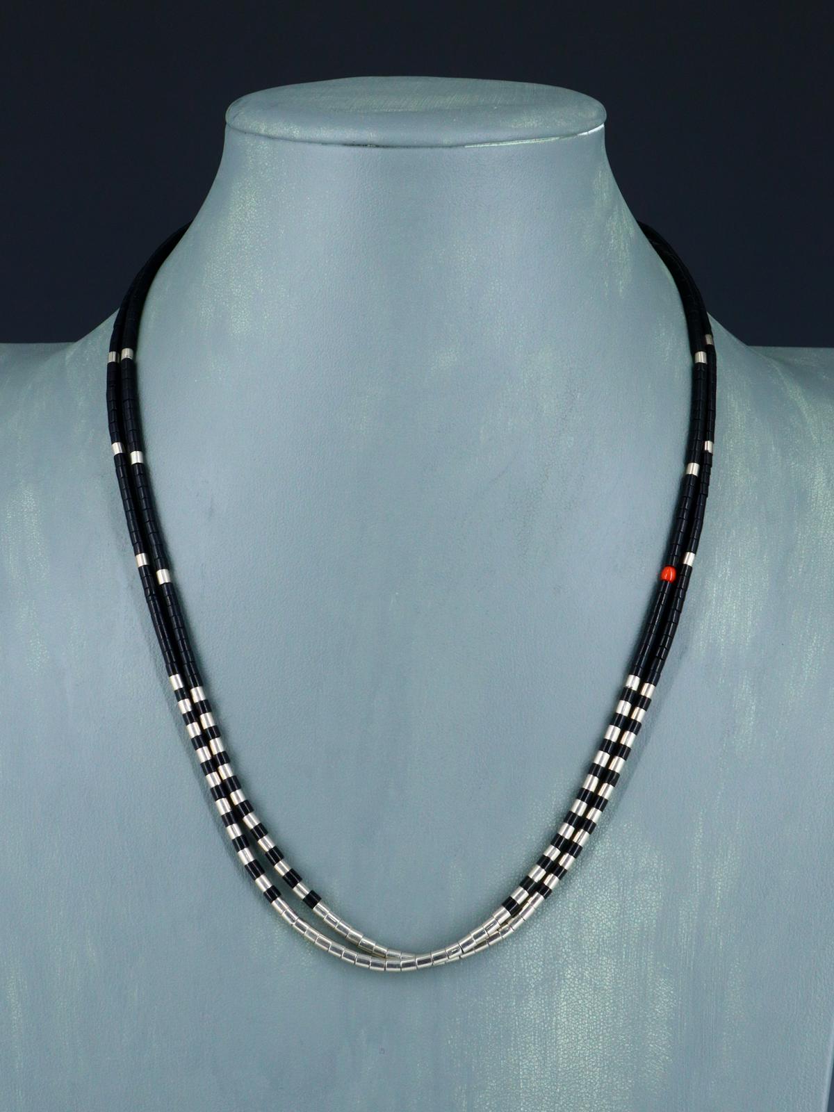 Native American Jewelry Two Strand Black Jet Necklace