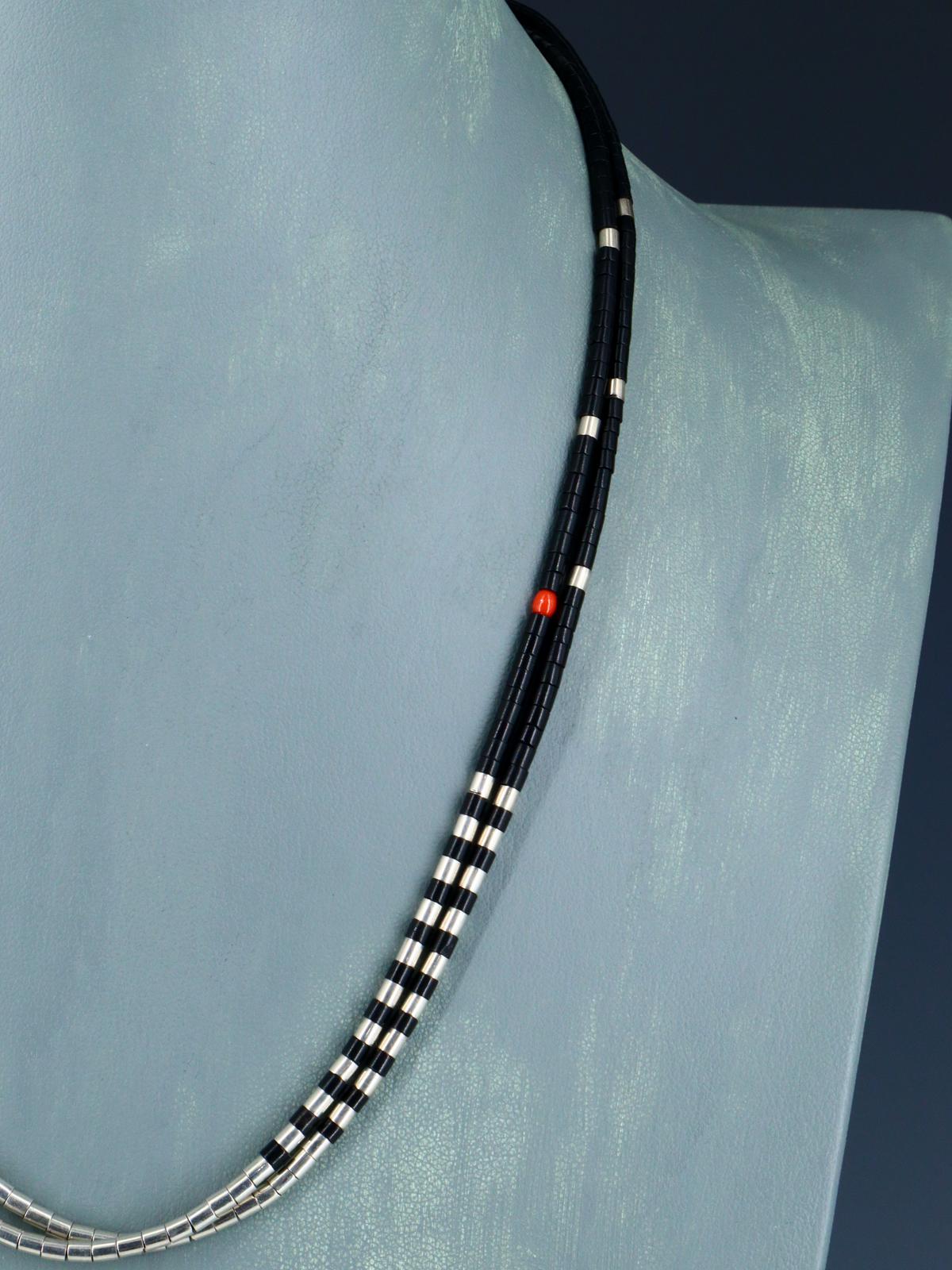 Native American Jewelry Two Strand Black Jet Necklace