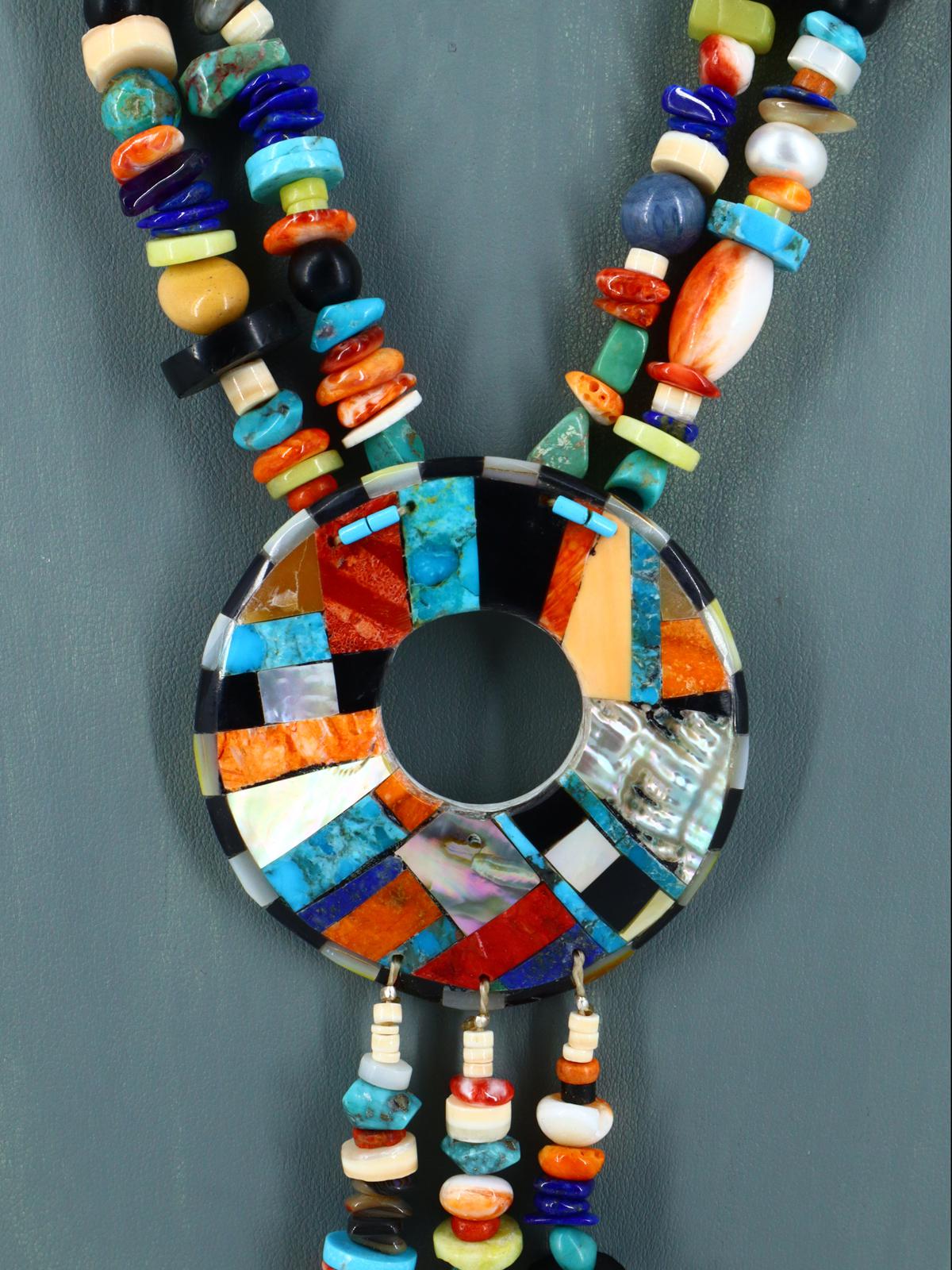 Native American Turquoise and Spiny Oyster Double Strand Necklace