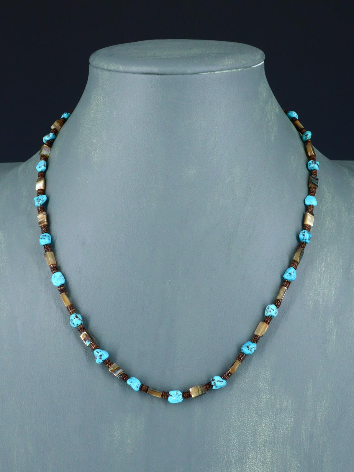 Native American Turquoise and Abalone Single Strand Necklace