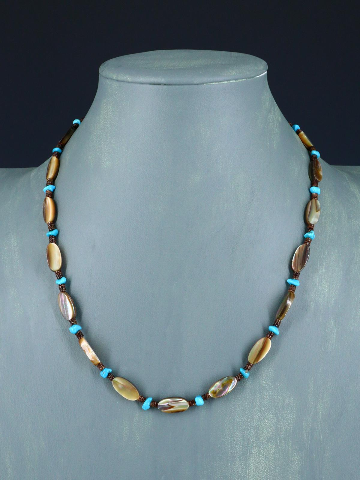 Native American Turquoise and Abalone Single Strand Necklace