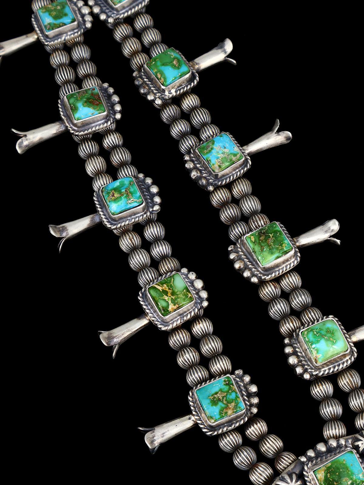 Sonoran Gold Turquoise Sterling Silver Squash Blossom Necklace Set