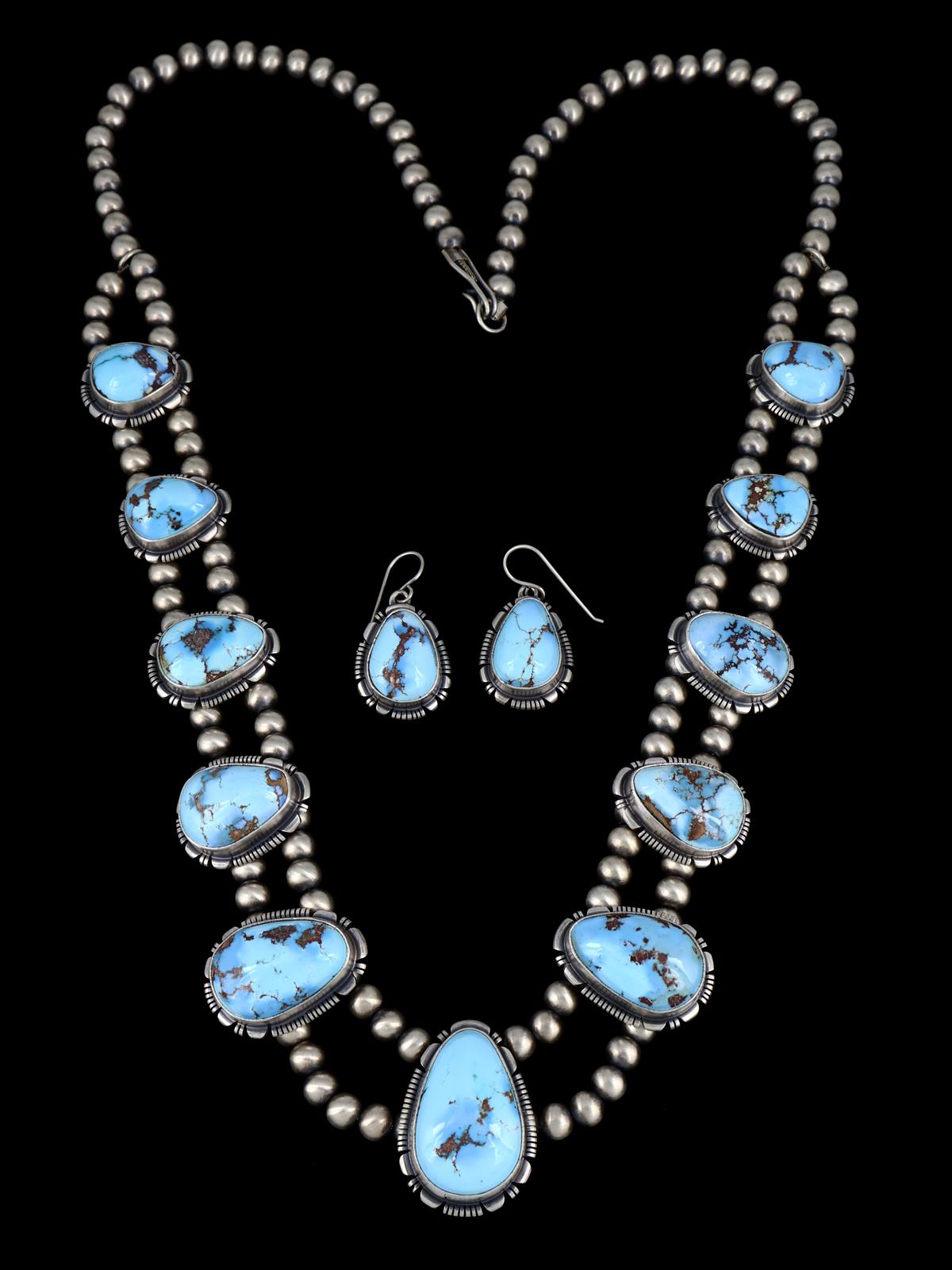 Navajo Jewelry Golden Hill Turquoise Necklace and Earrings Set