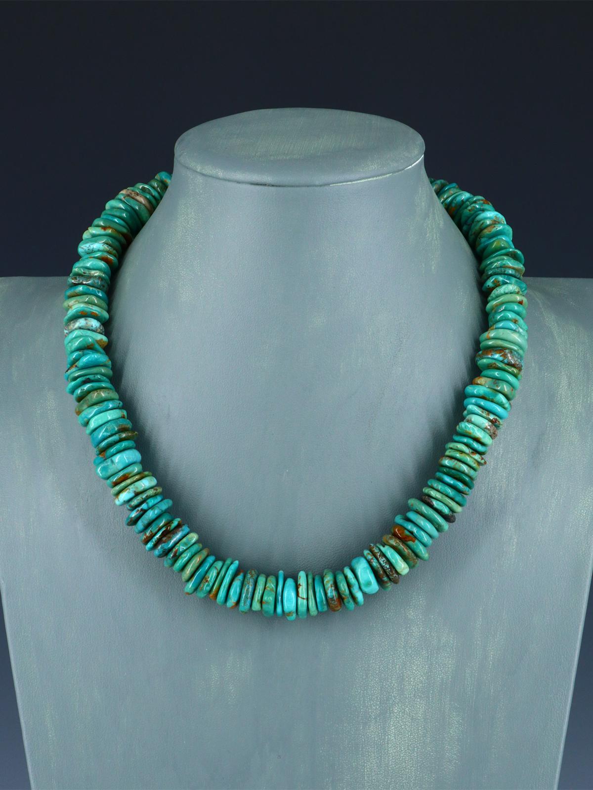 19" Navajo Single Strand Green Turquoise Necklace