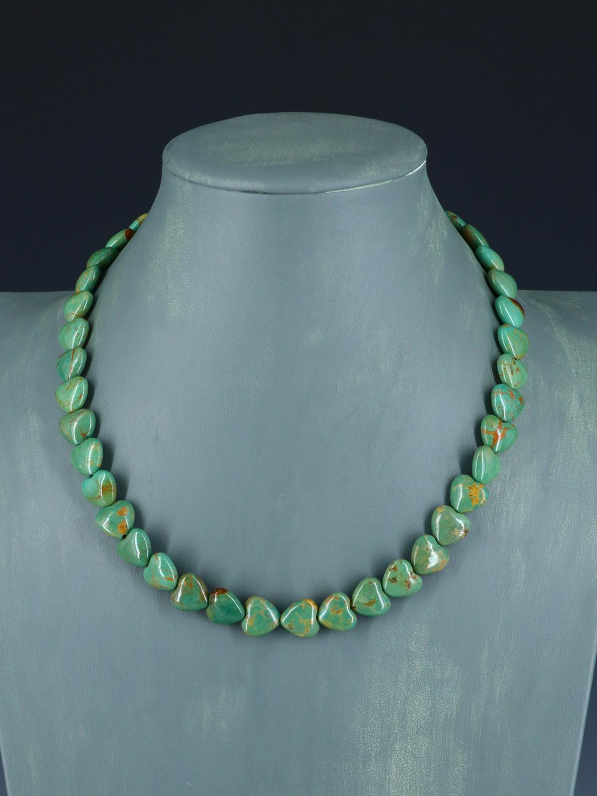 Navajo 18" Single Strand Turquoise Heart Necklace