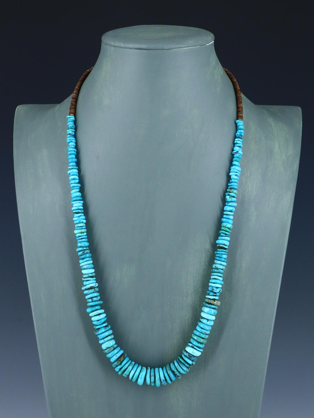 25" Navajo Single Strand Graduated Turquoise Necklace