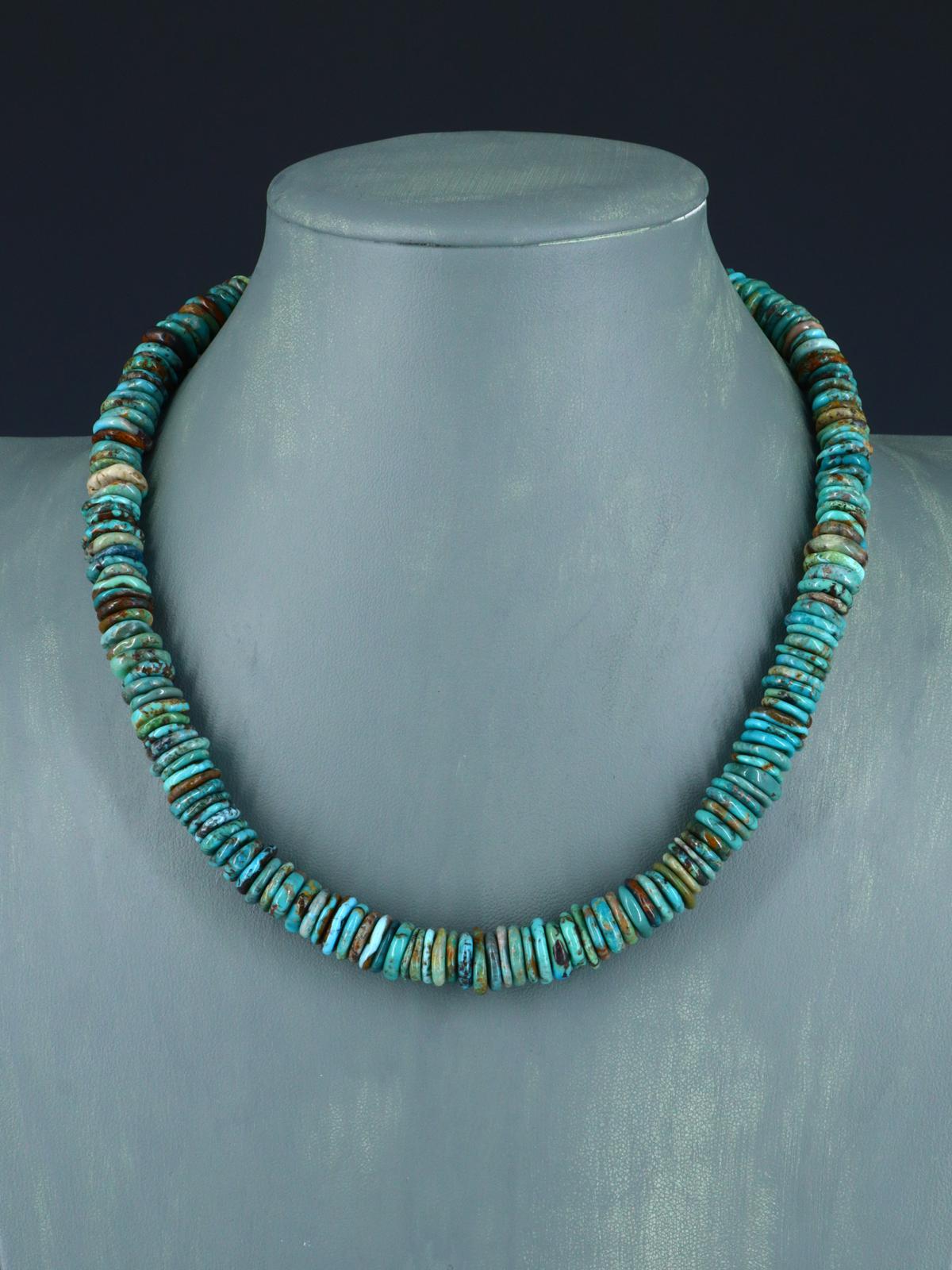 18" Navajo Single Strand Green Turquoise Necklace
