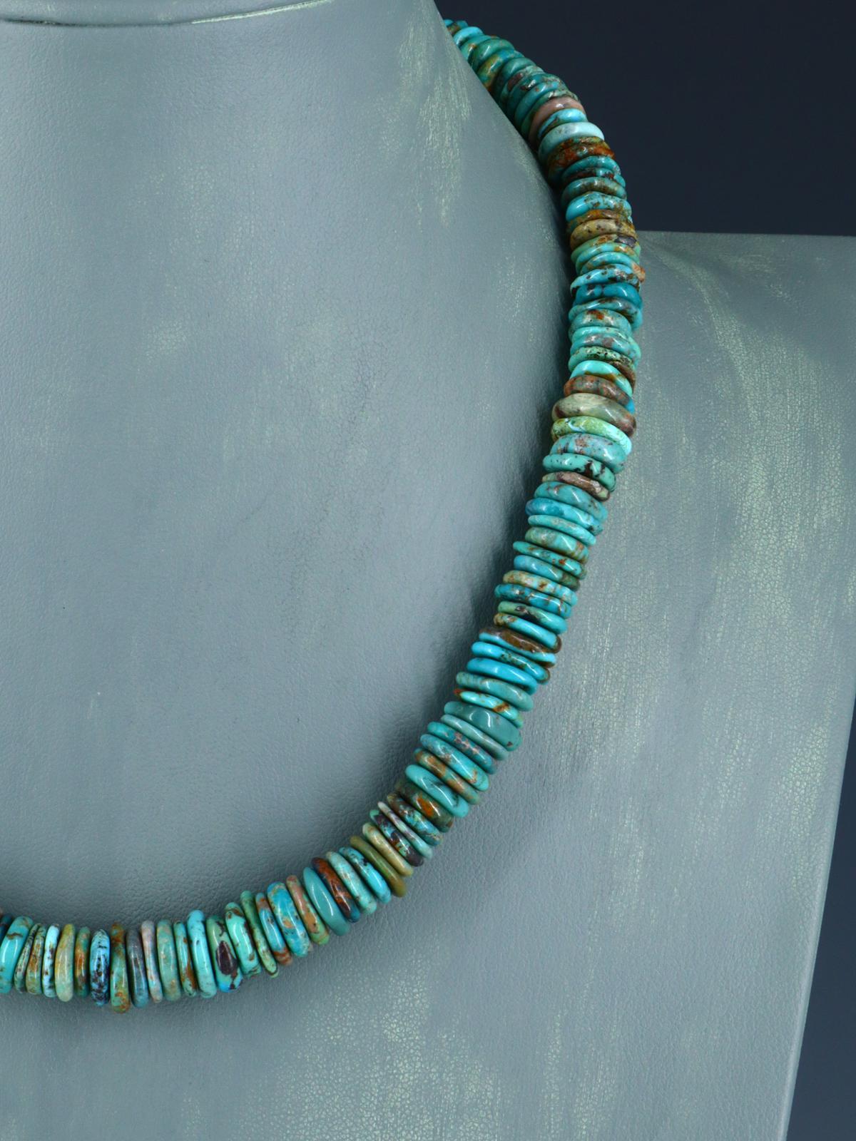 18" Navajo Single Strand Green Turquoise Necklace