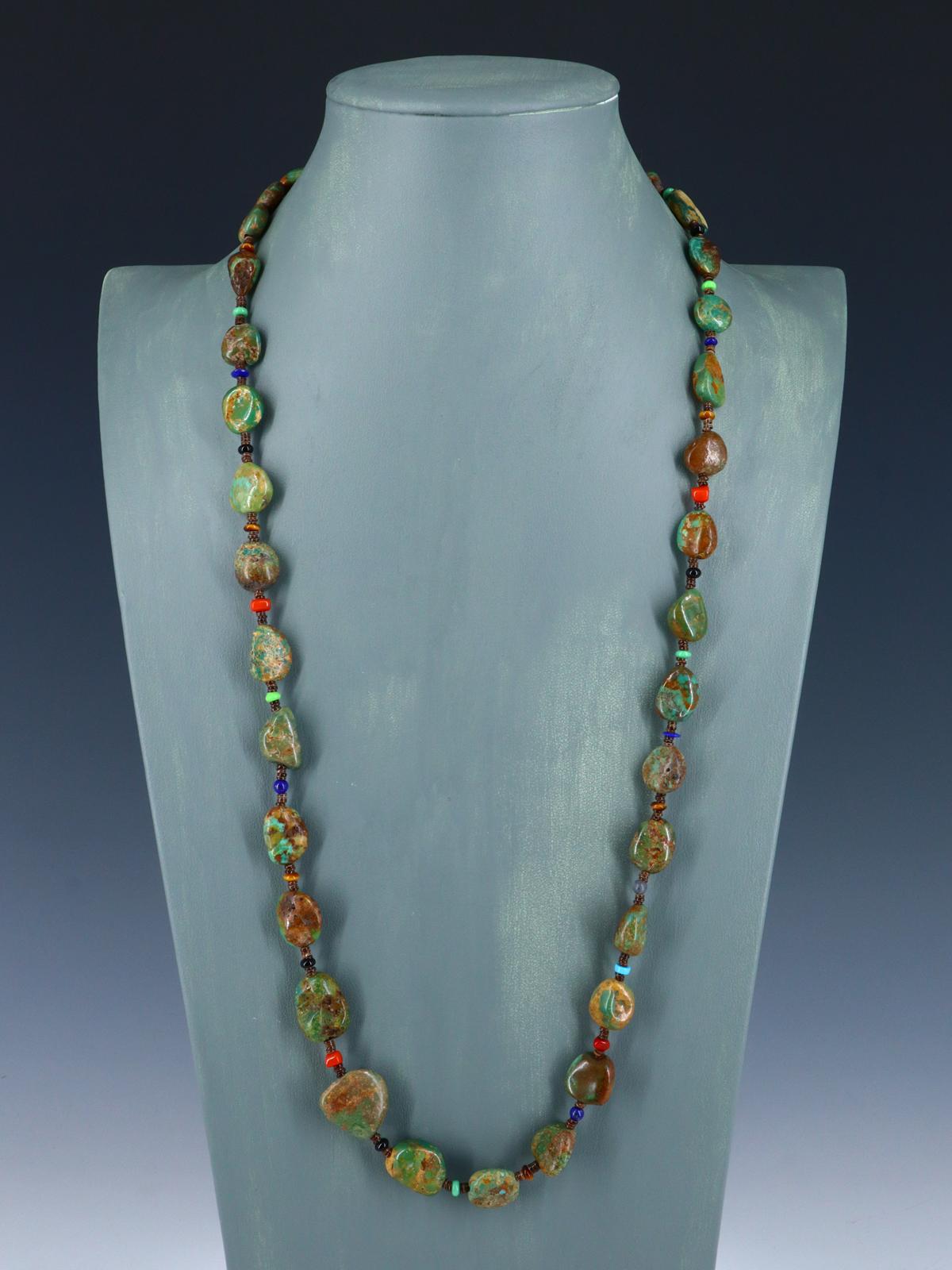 30" Native American Turquoise Nugget Multistone Necklace