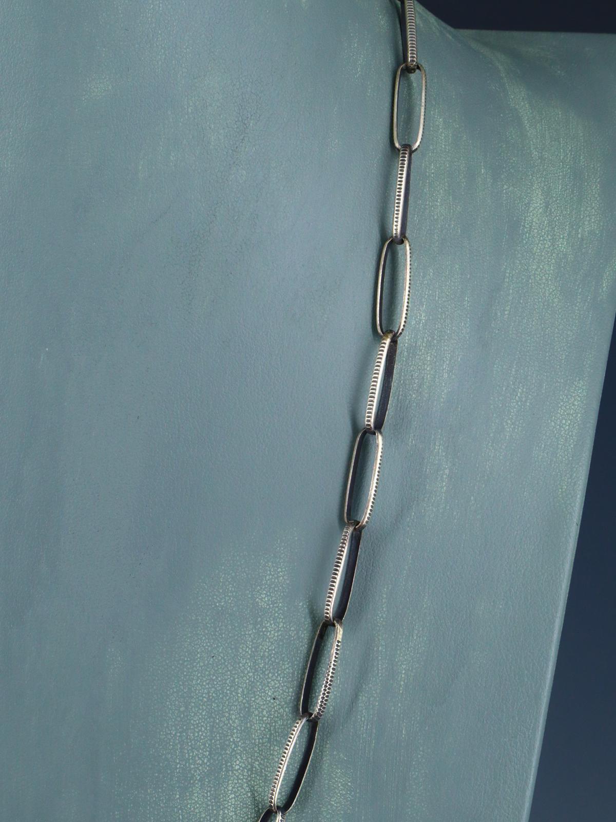 Collar de cadena de eslabones de plata de ley hecho a mano de 24" Navajo