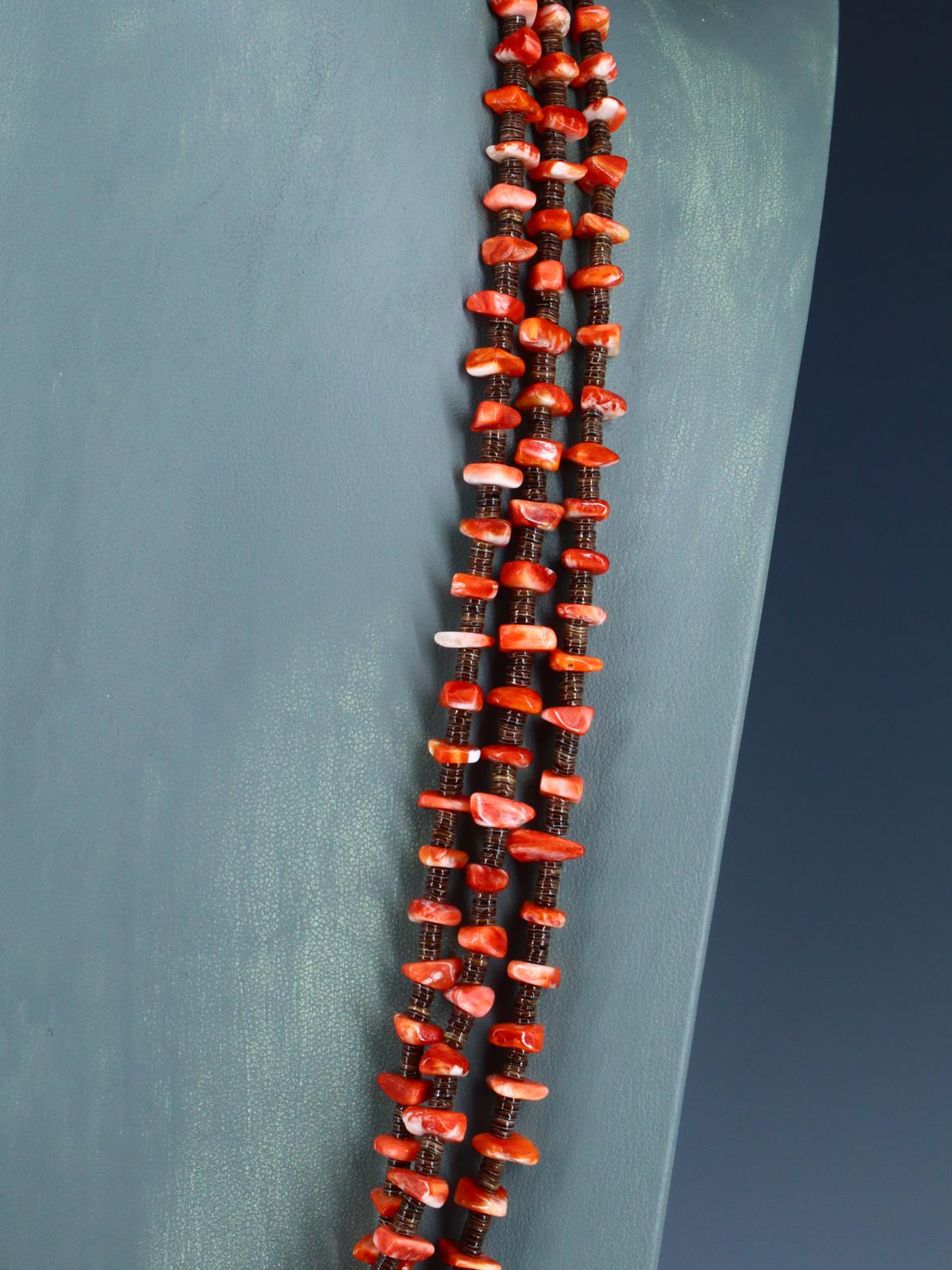 Native American Spiny Oyster Triple Strand Necklace