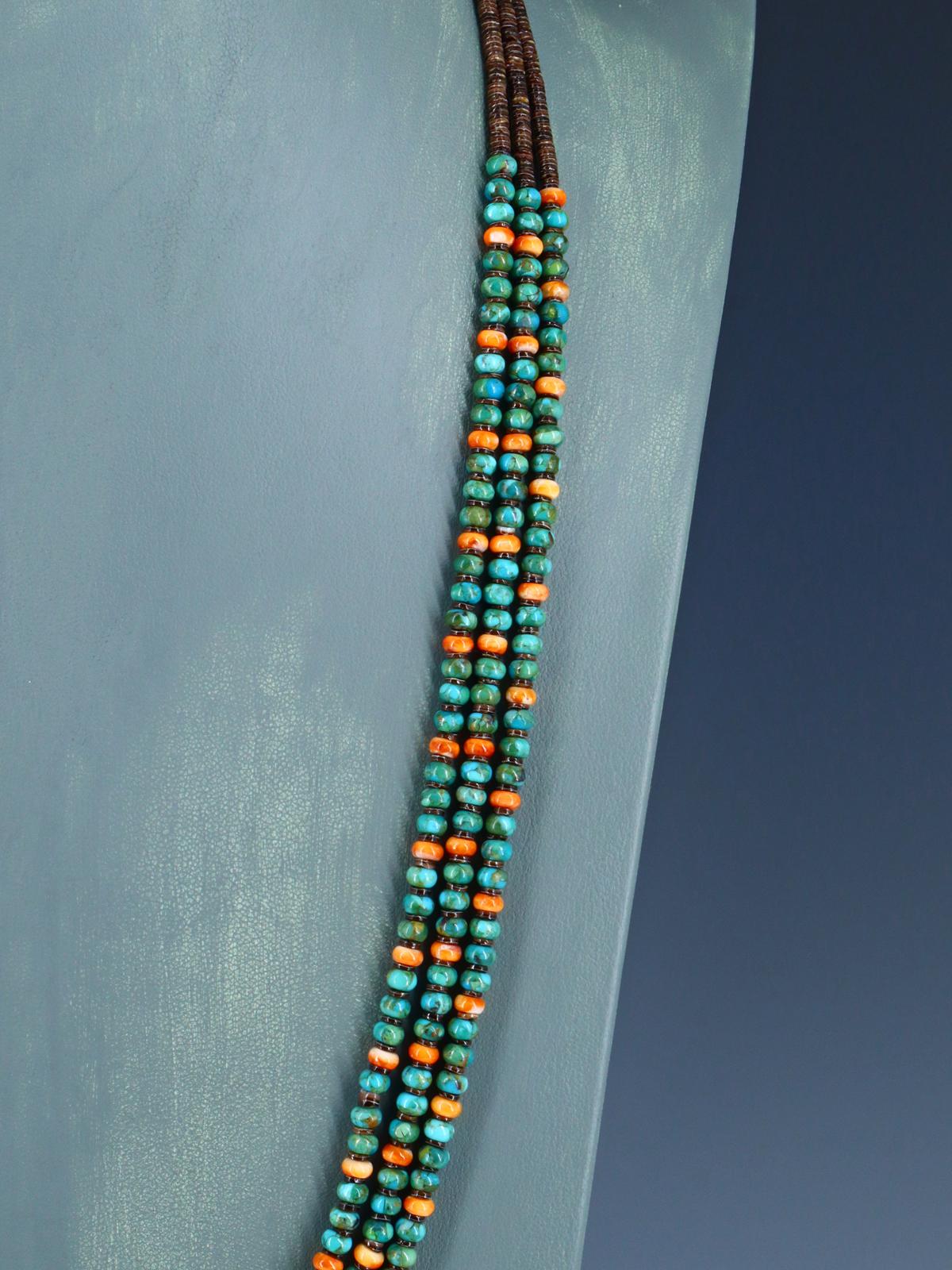 Native American Santo Domingo Turquoise and Spiny Oyster Necklace