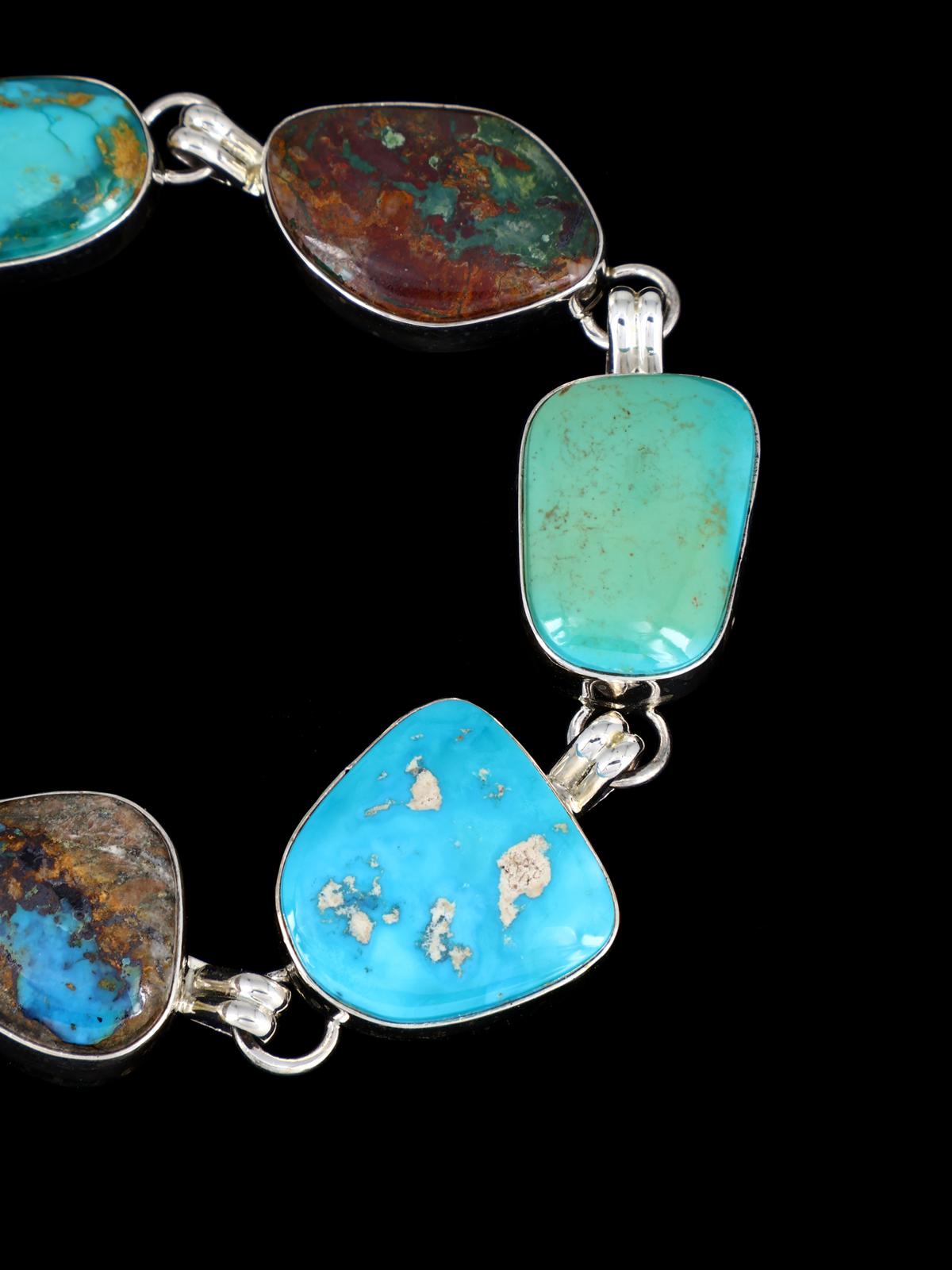 Native American Turquoise Sterling Silver Link Bracelet