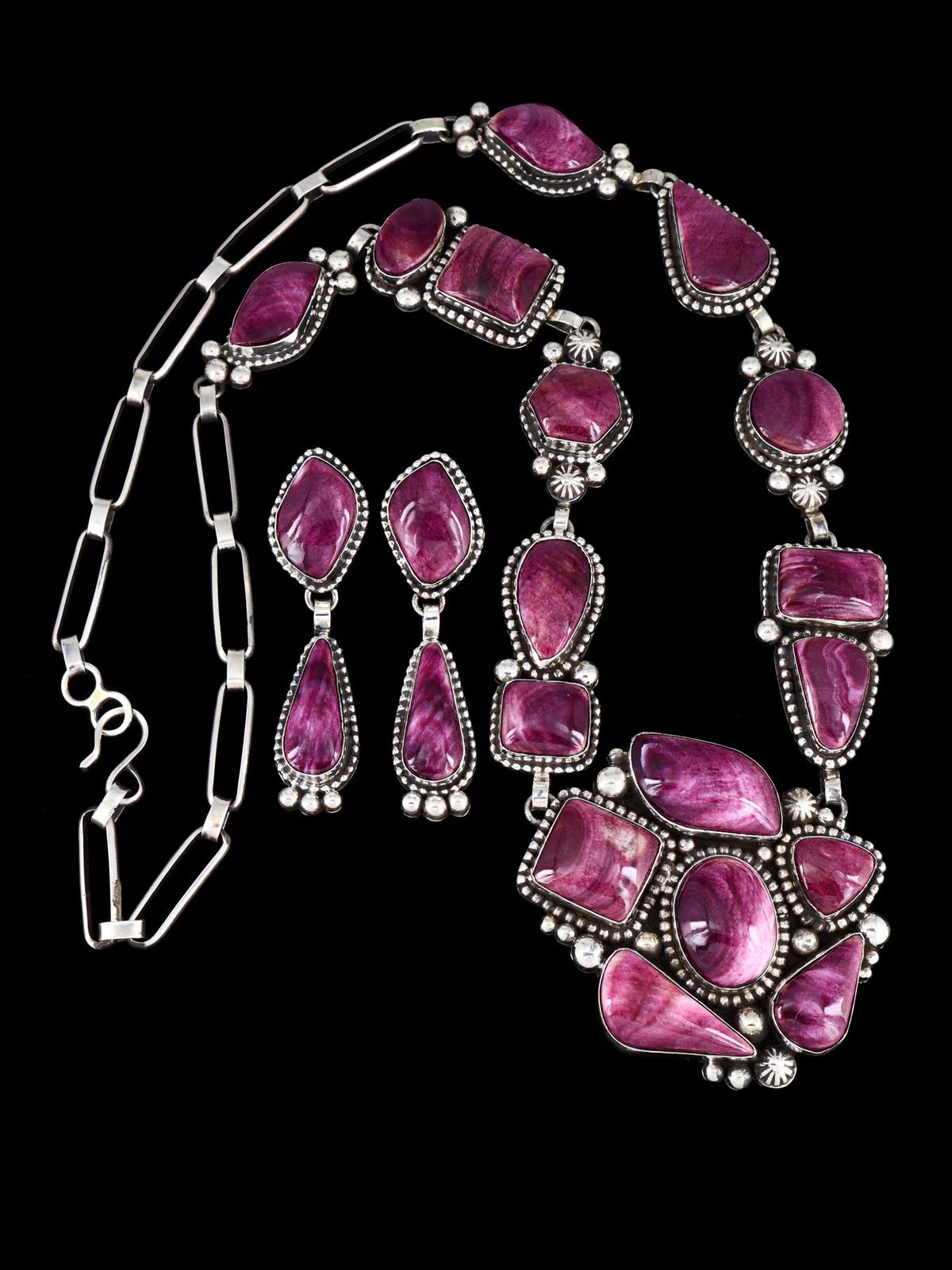 Collar en Y con forma de ostra espinosa de plata de ley de nativos americanos