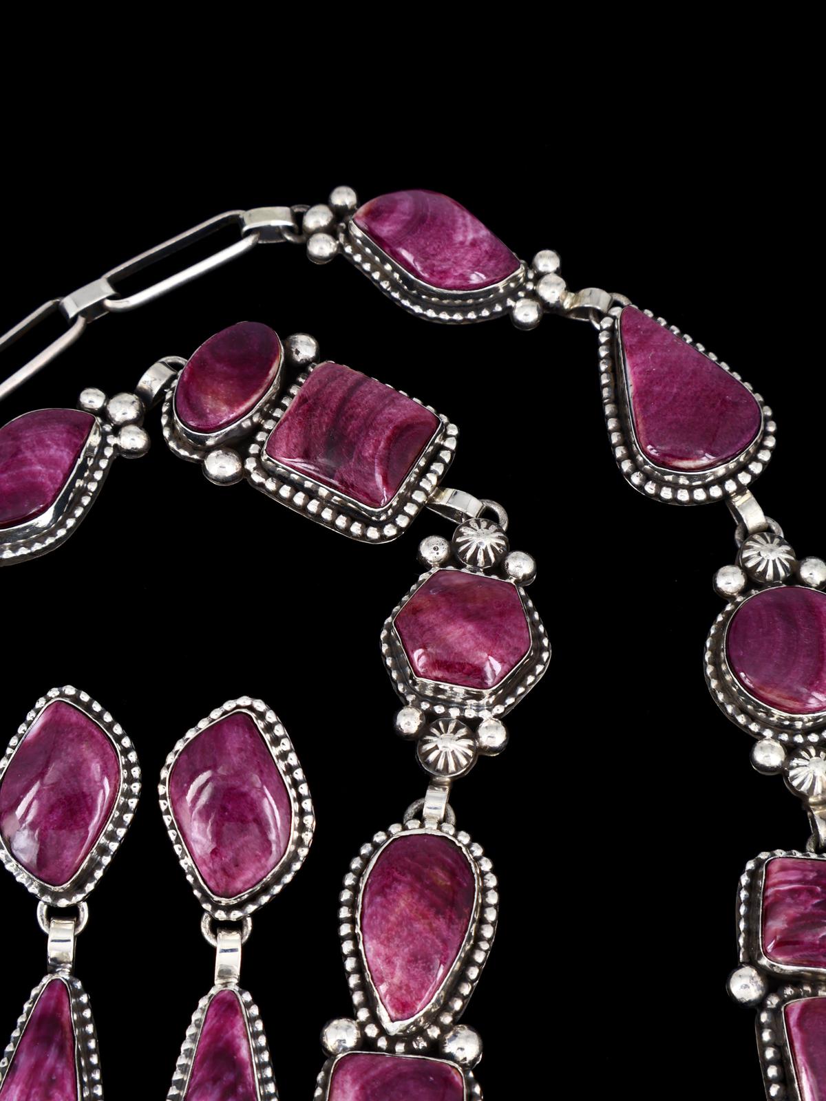 Collar en Y con forma de ostra espinosa de plata de ley de nativos americanos