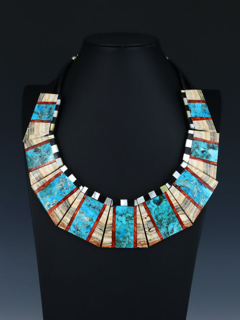 Native American Santo Domingo Onyx Mosaic Necklace Set - PuebloDirect.com