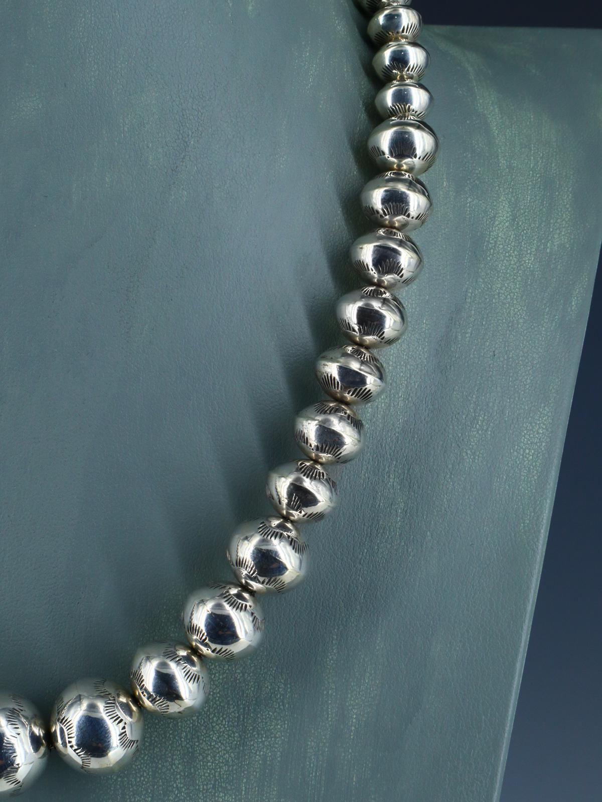 Native American Sterling Silver Navajo Beaded Necklace