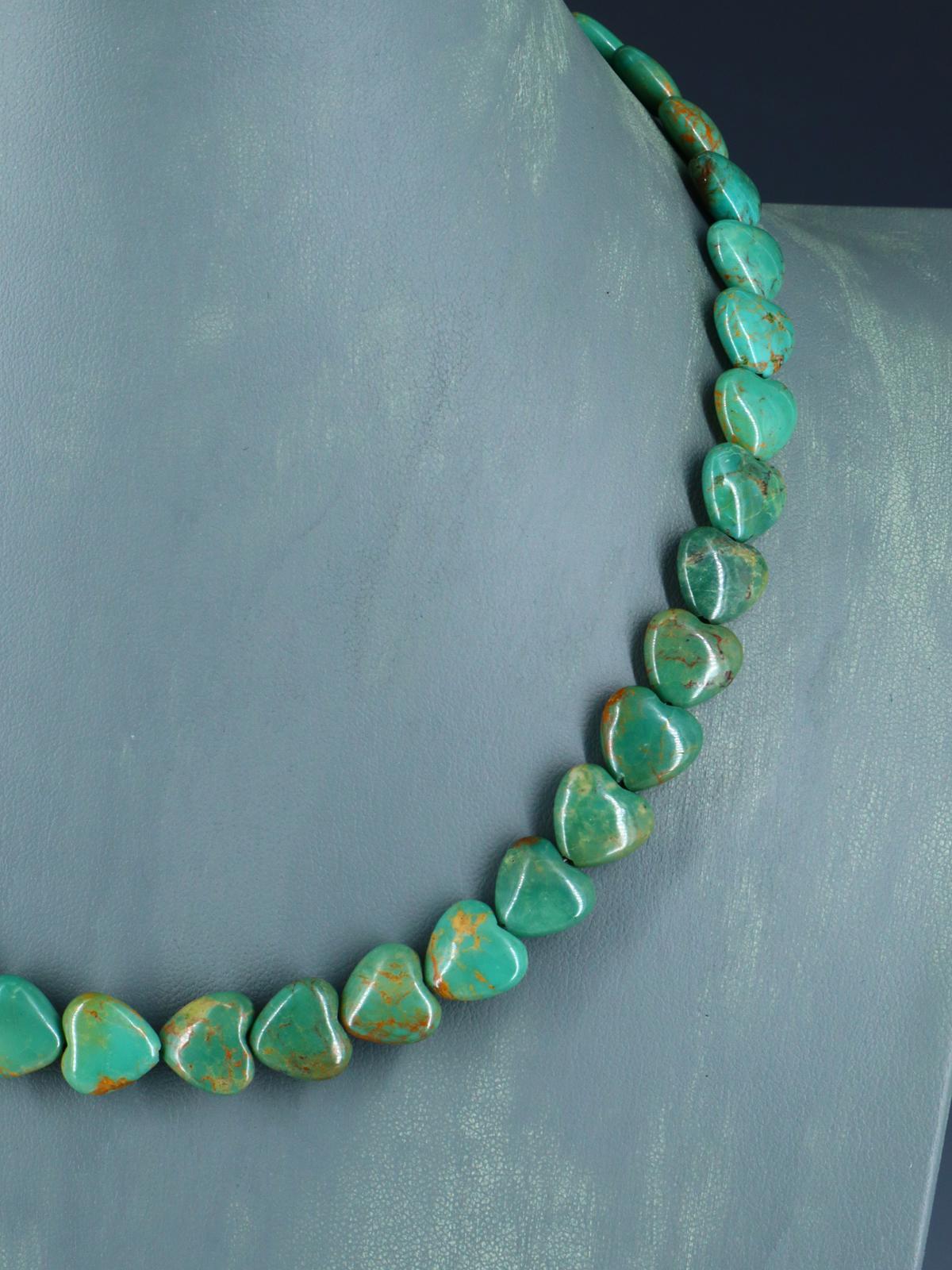 Navajo 18" Single Strand Turquoise Heart Necklace