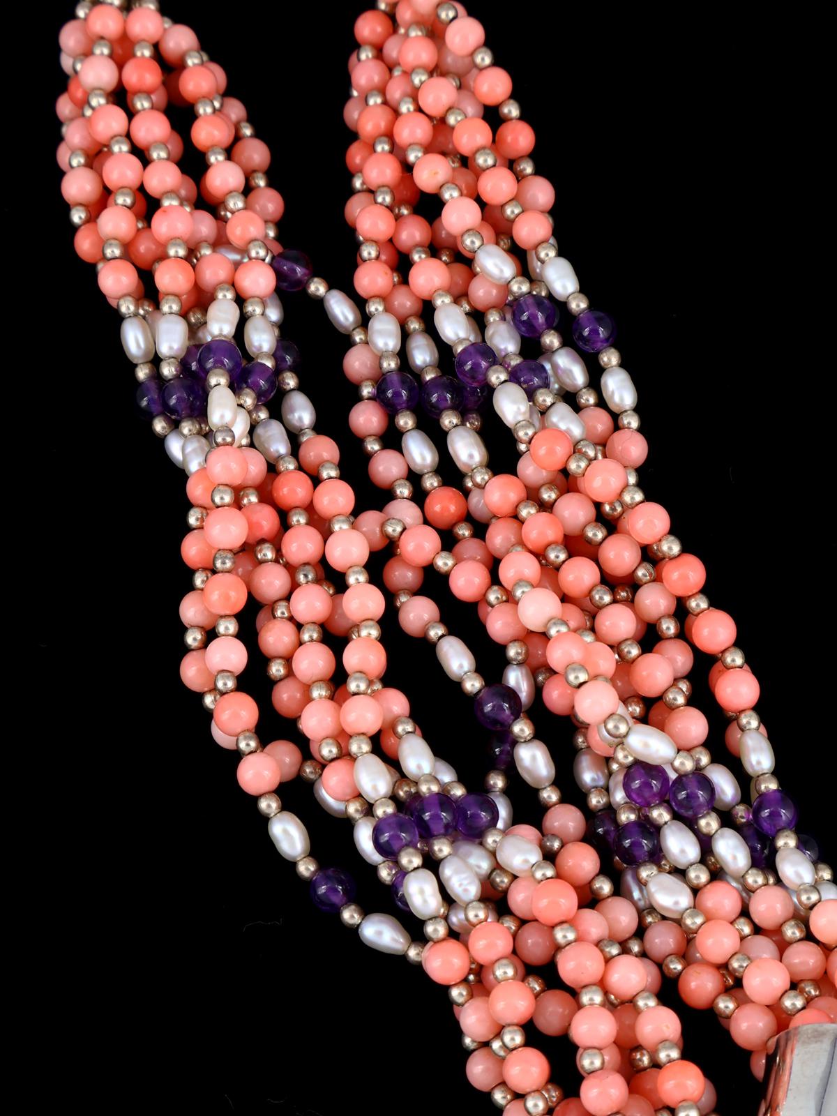 Native American Jewelry Pink Coral and Sugilite Necklace and Earrings Set