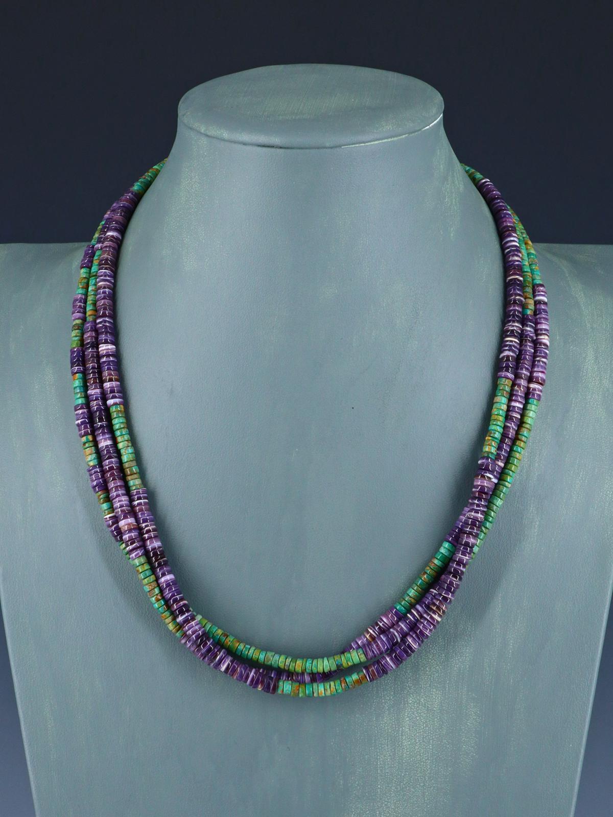 Collier ras de cou amérindien Heishi avec huître épineuse