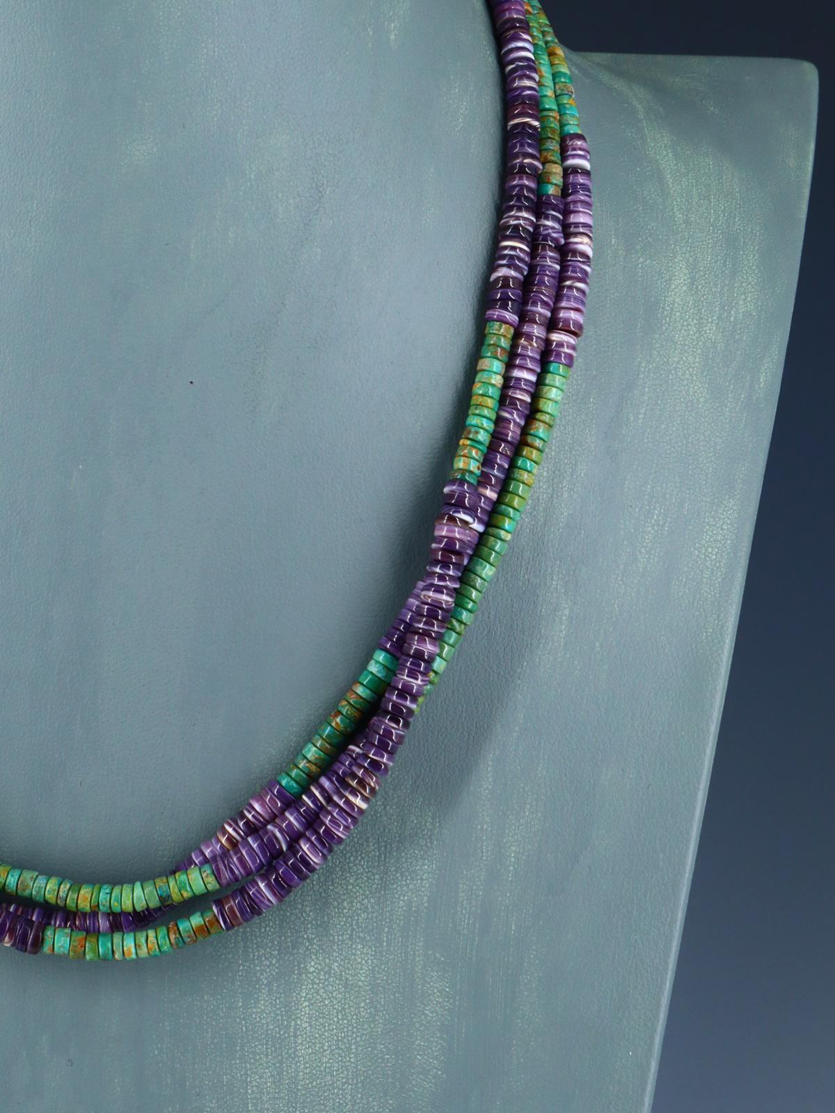 Collier ras de cou amérindien Heishi avec huître épineuse