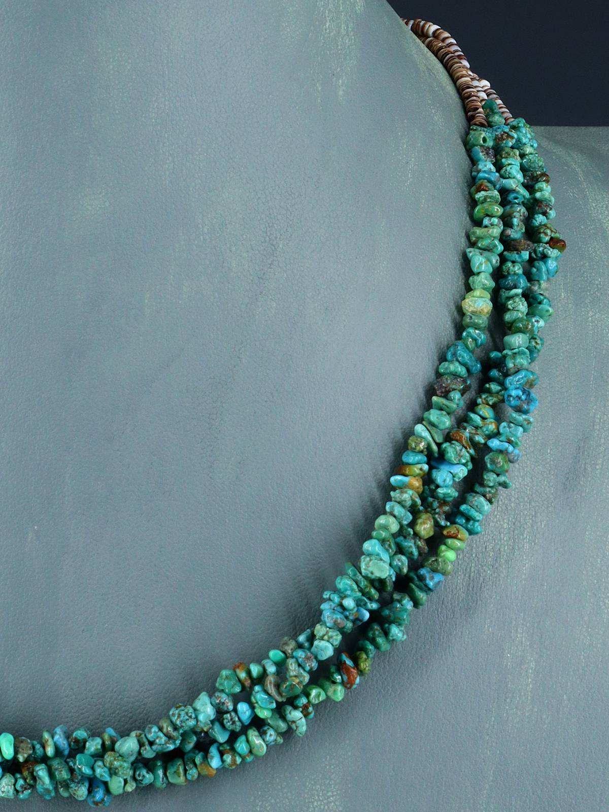 Native American Jewelry Three Strand Turquoise Necklace - PuebloDirect.com