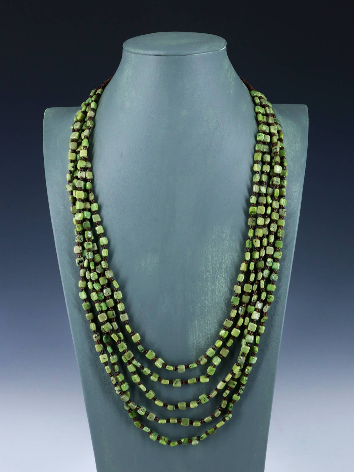 Five Strand Native American Serpentine and Heishi Necklace - PuebloDirect.com