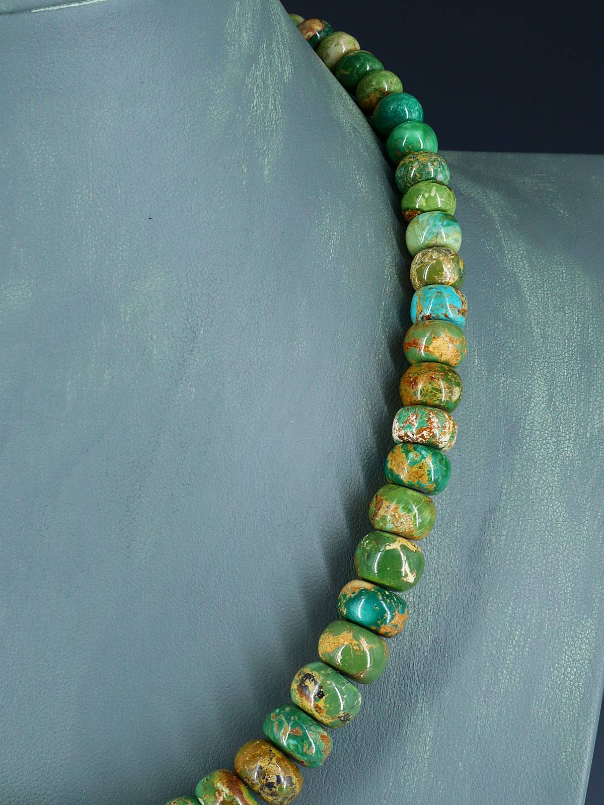 19" Single Strand Graduated Sky Horse Turquoise Necklace - PuebloDirect.com