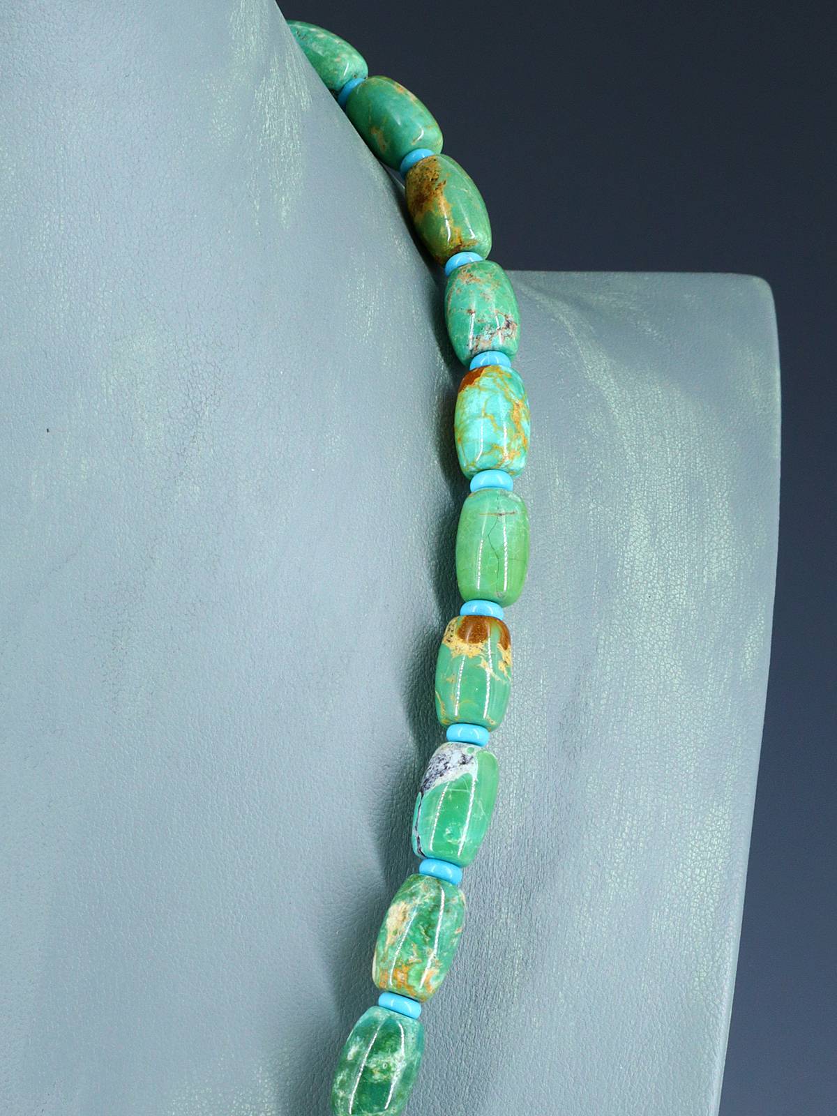 Navajo Single Strand Turquoise Rounded Bead Necklace - PuebloDirect.com
