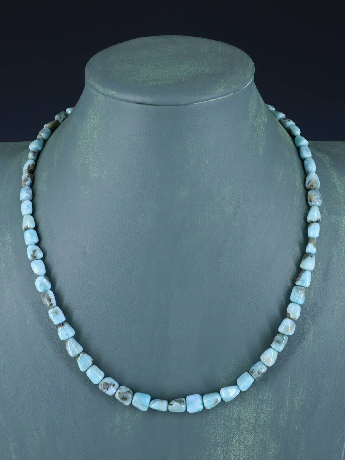 20" Navajo Single Strand Larimar Nugget Necklace