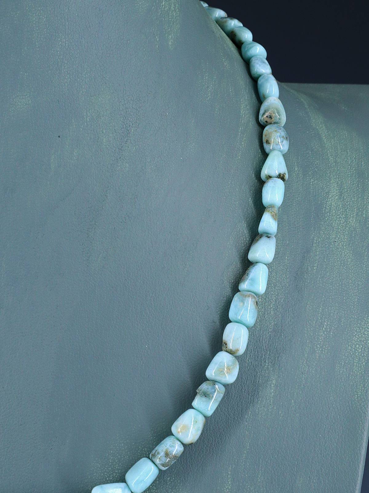 20" Navajo Single Strand Larimar Nugget Necklace
