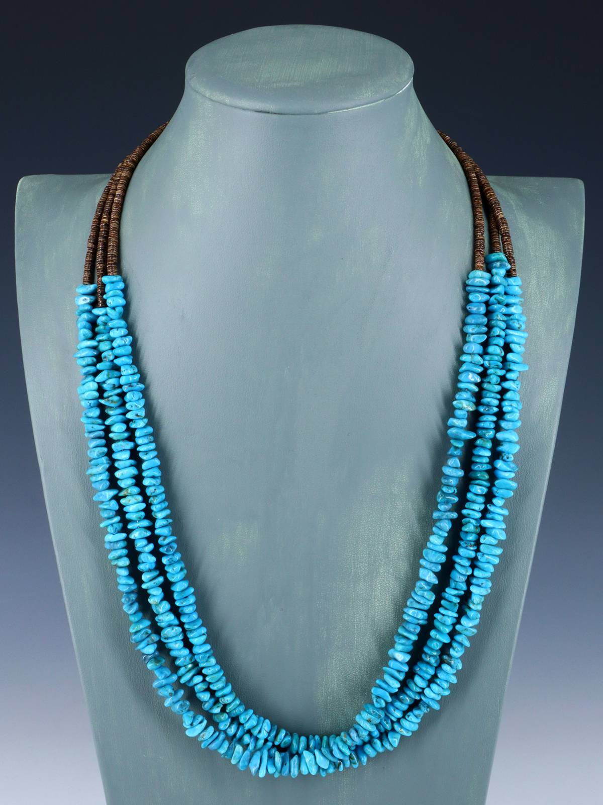 Native American Three Strand Turquoise and Heishi Necklace