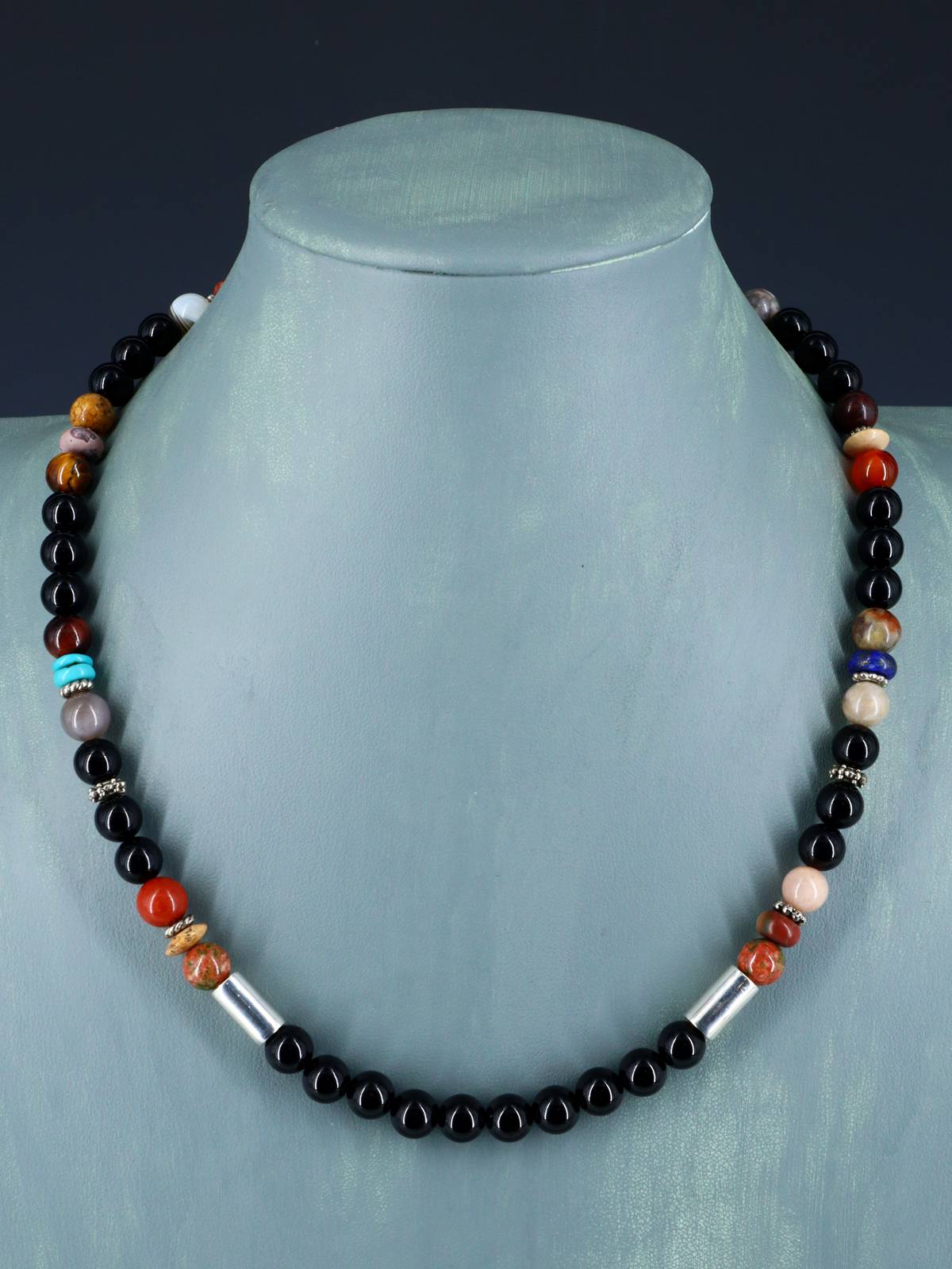 20" Navajo Single Strand Onyx Necklace