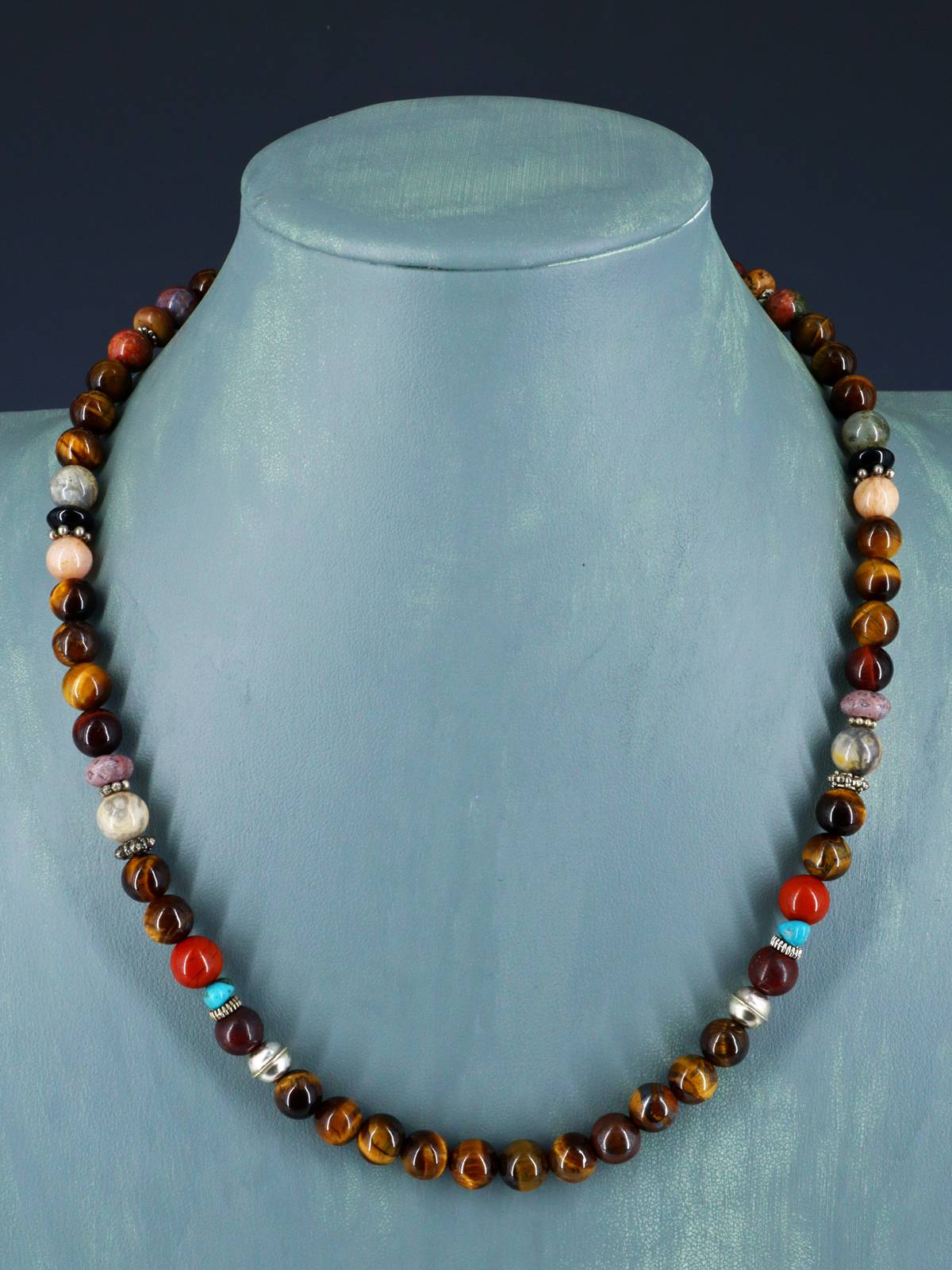 20" Navajo Single Strand Tiger Eye Necklace