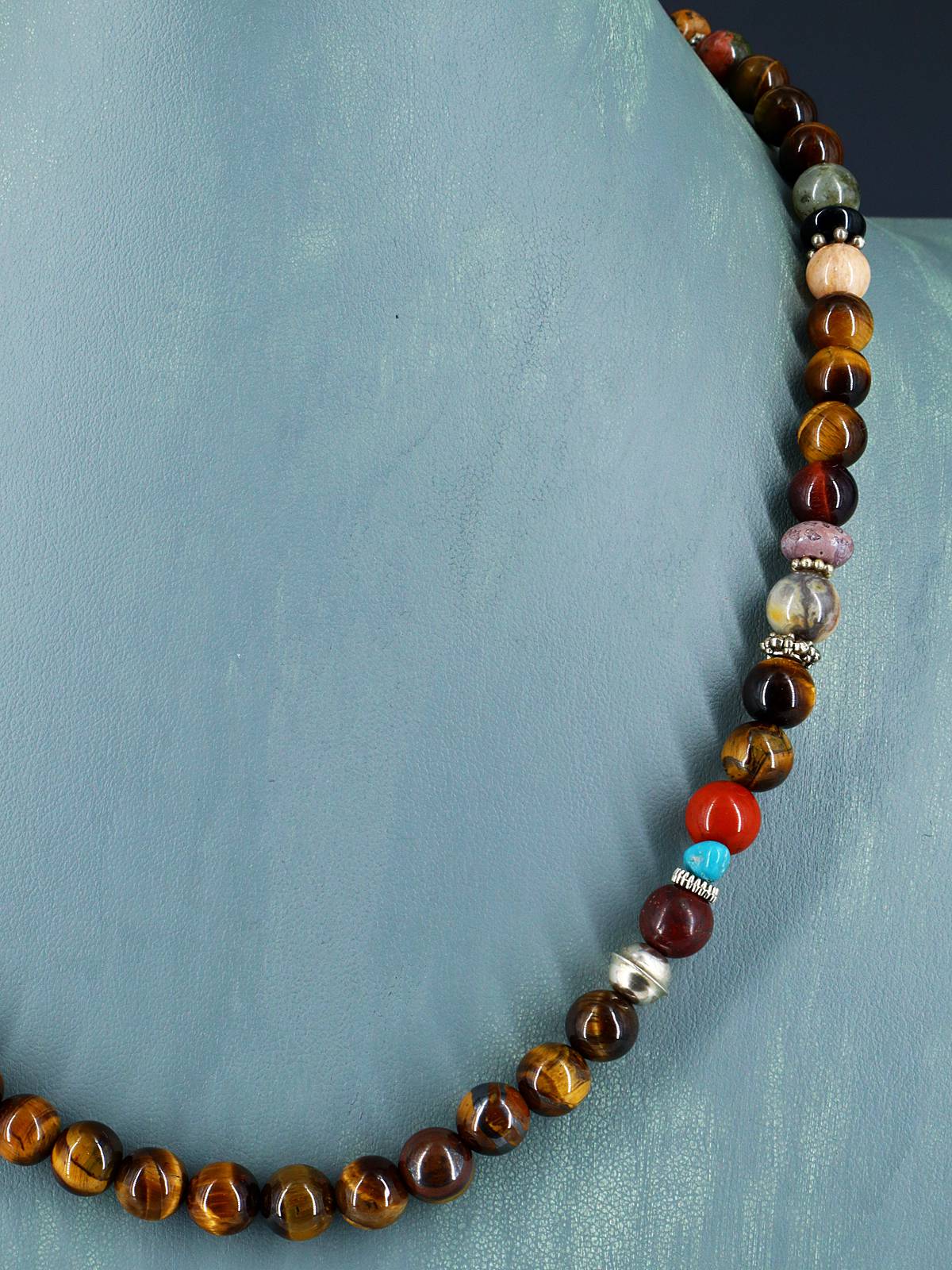 20" Navajo Single Strand Tiger Eye Necklace