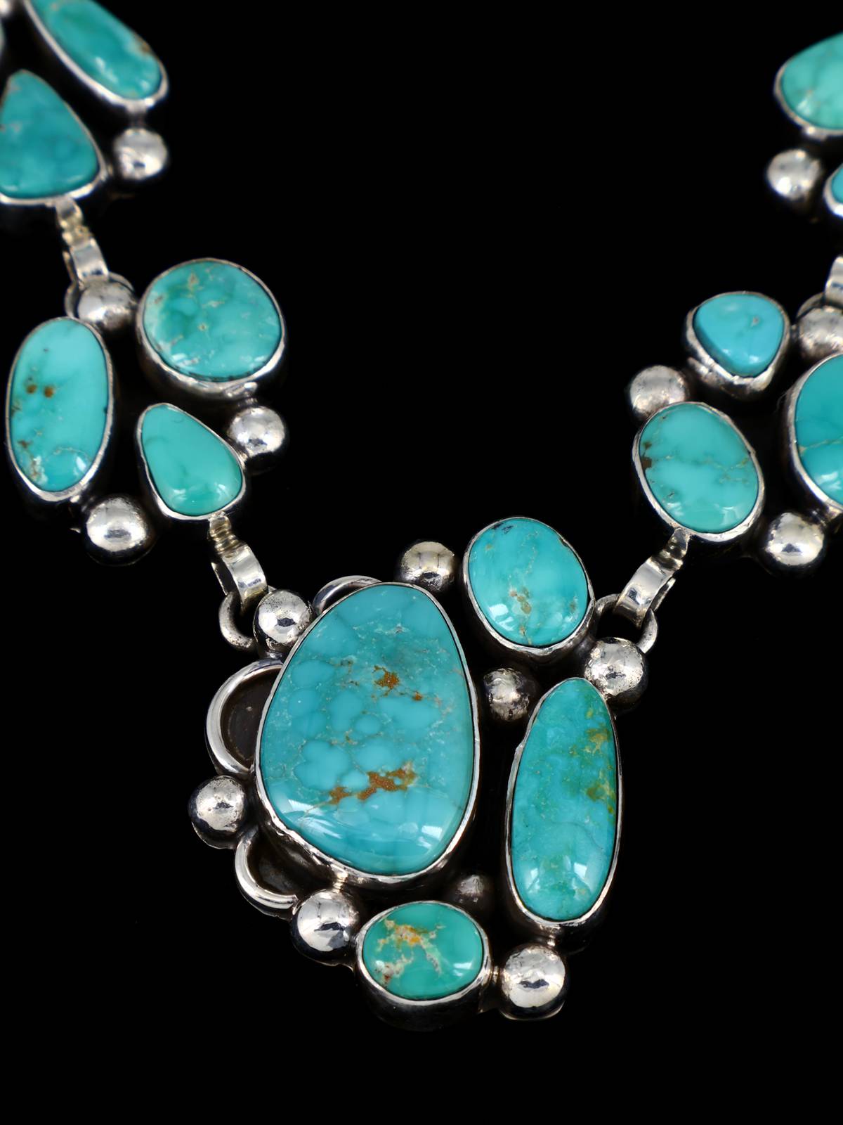 Native American Jewelry Sterling Silver Turquoise Lariat Necklace Set