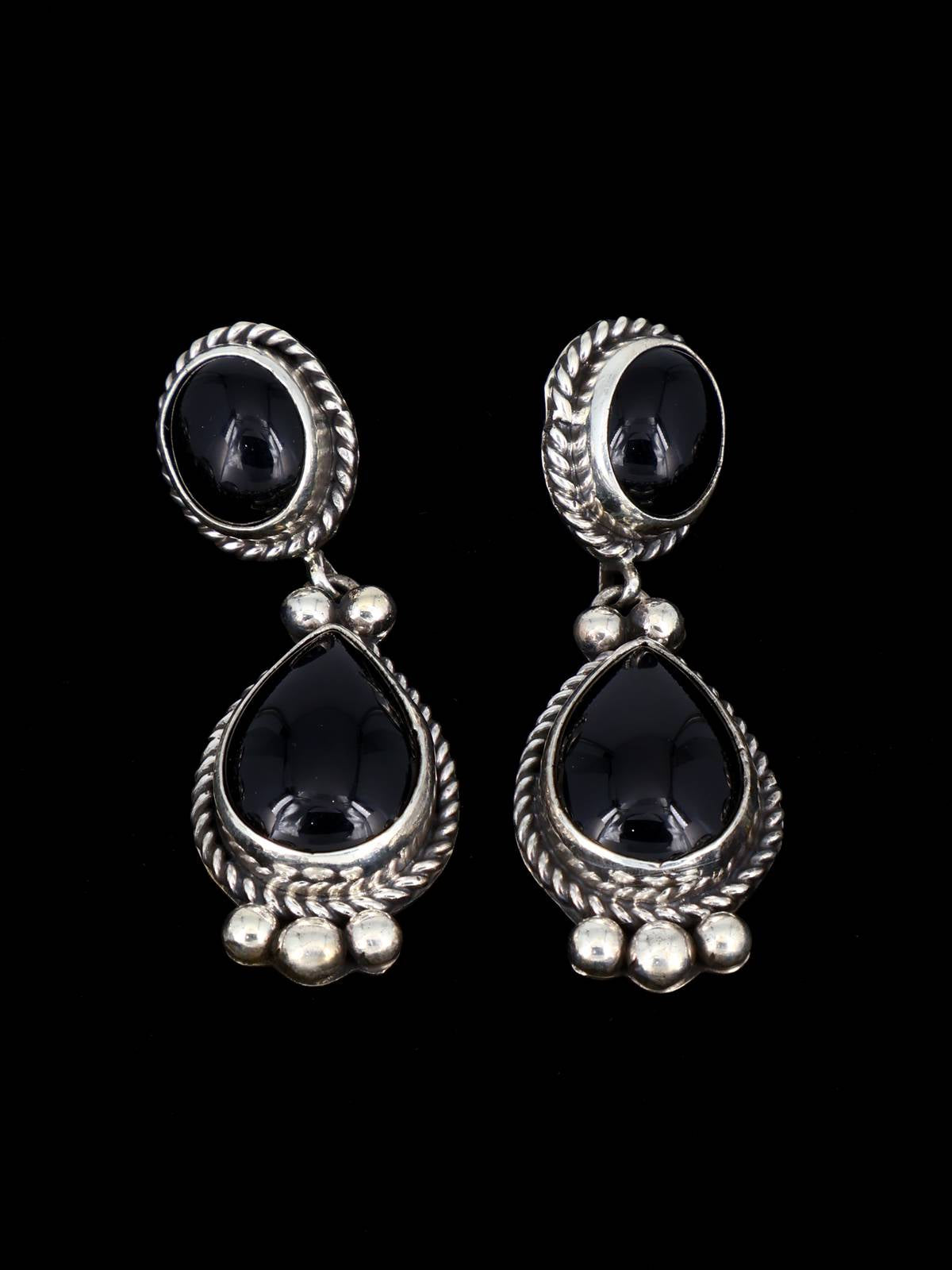 Native American Jewelry Black Onyx Squash Blossom Necklace Set