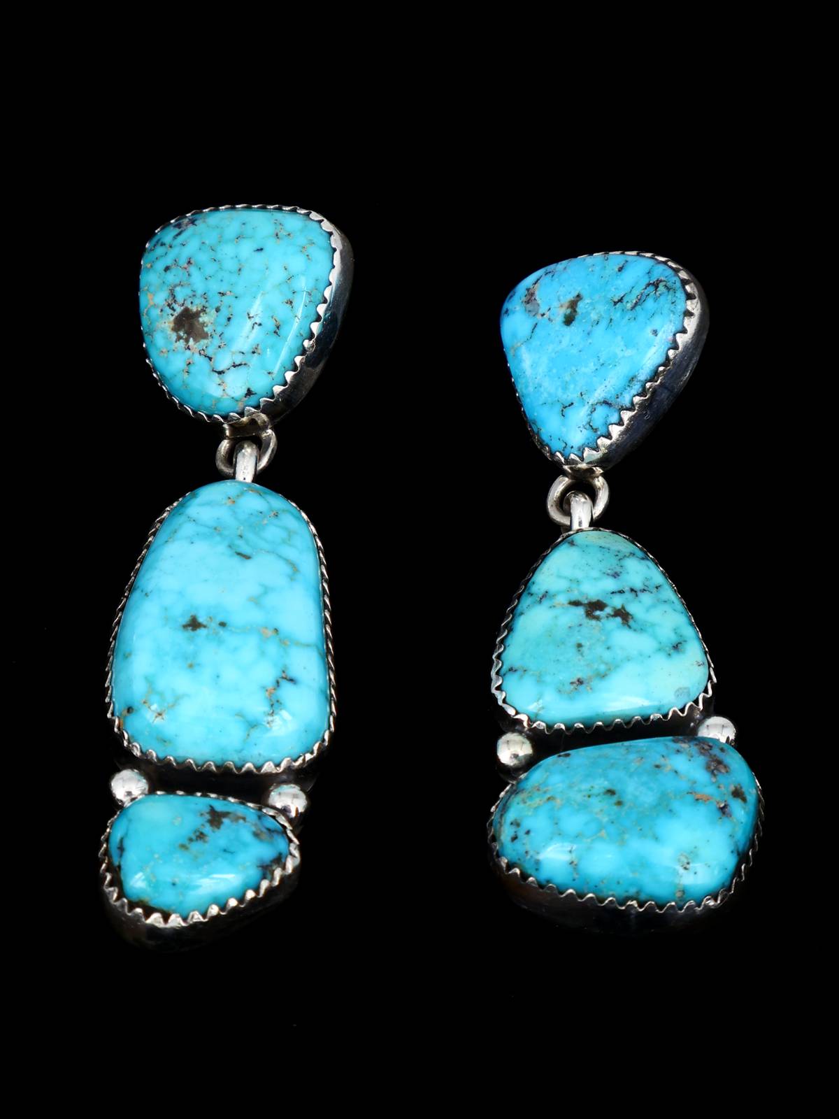 Native American Old Kingman Turquoise Squash Blossom Necklace
