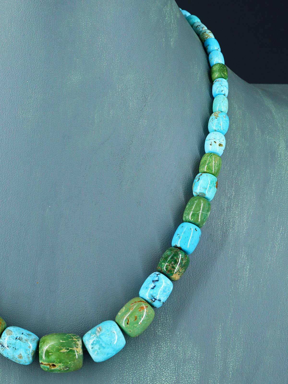 Navajo 19" Single Strand Barrel Bead Turquoise Necklace