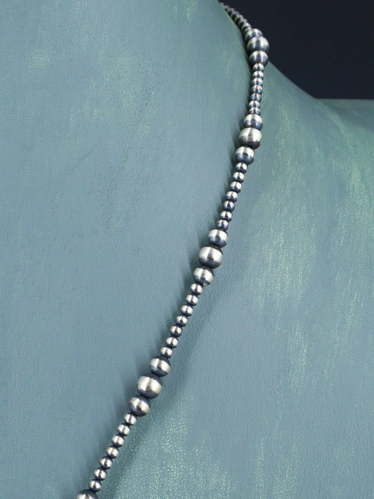 Collar Lariat de cuentas de plata de ley de nativos americanos