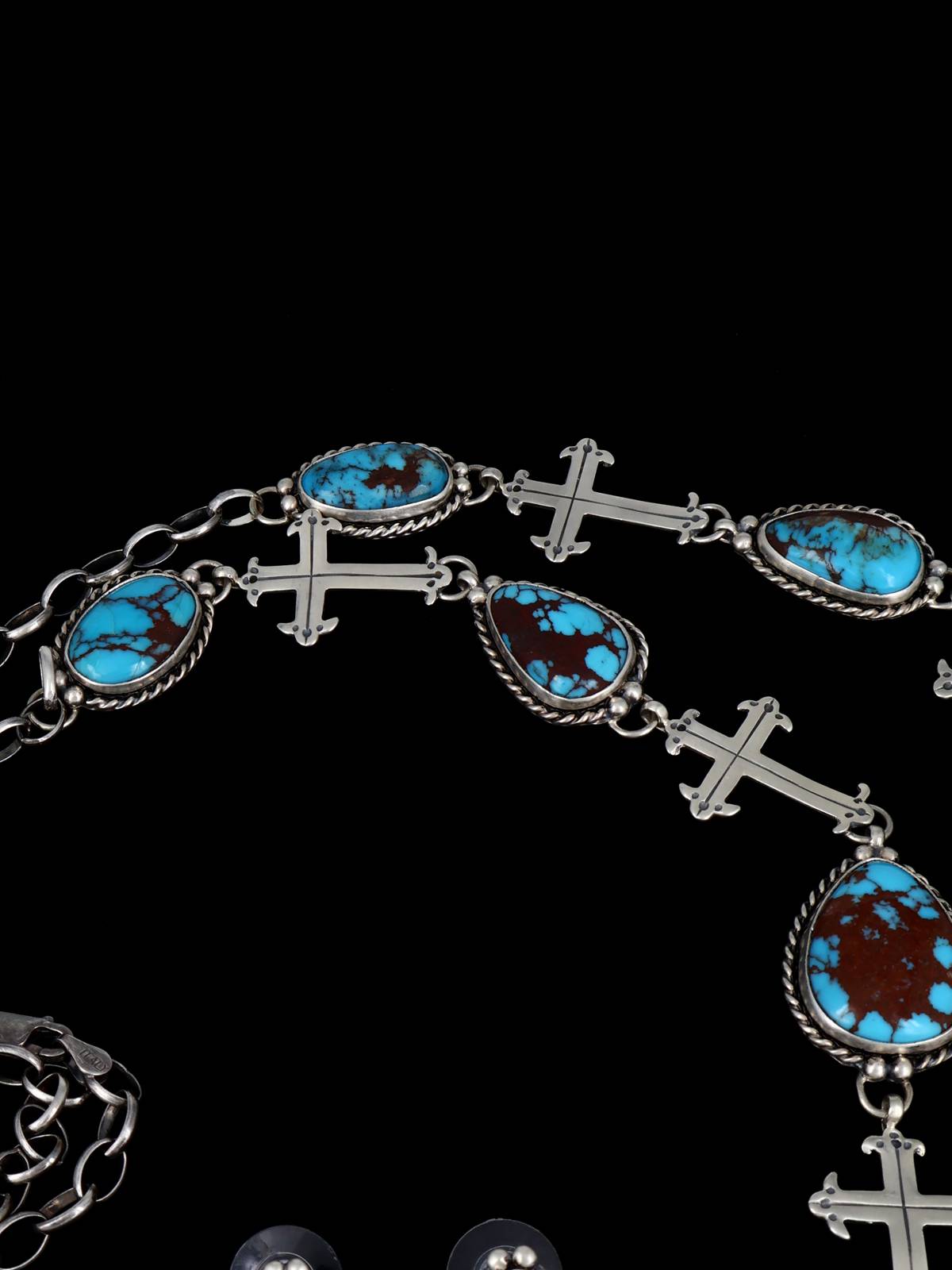 Native American Egyptian Turquoise Lariat Necklace and Earring Set