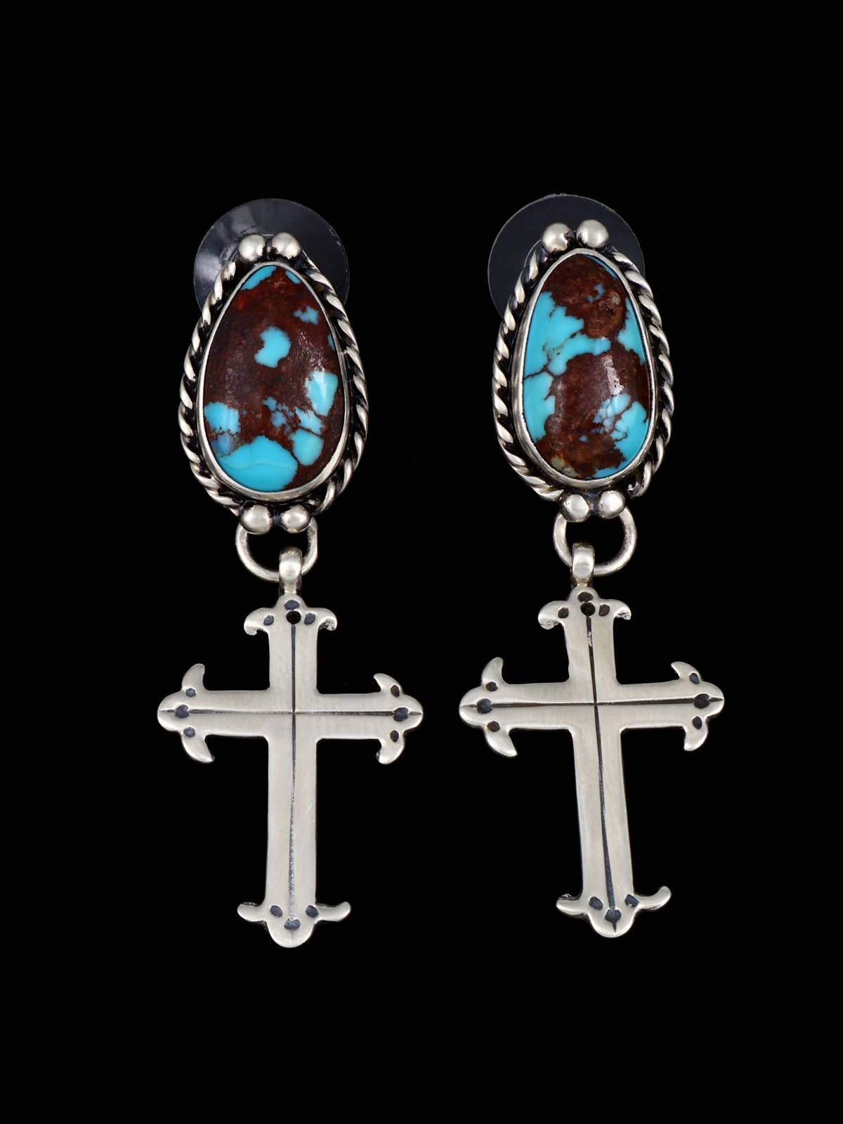 Native American Egyptian Turquoise Lariat Necklace and Earring Set