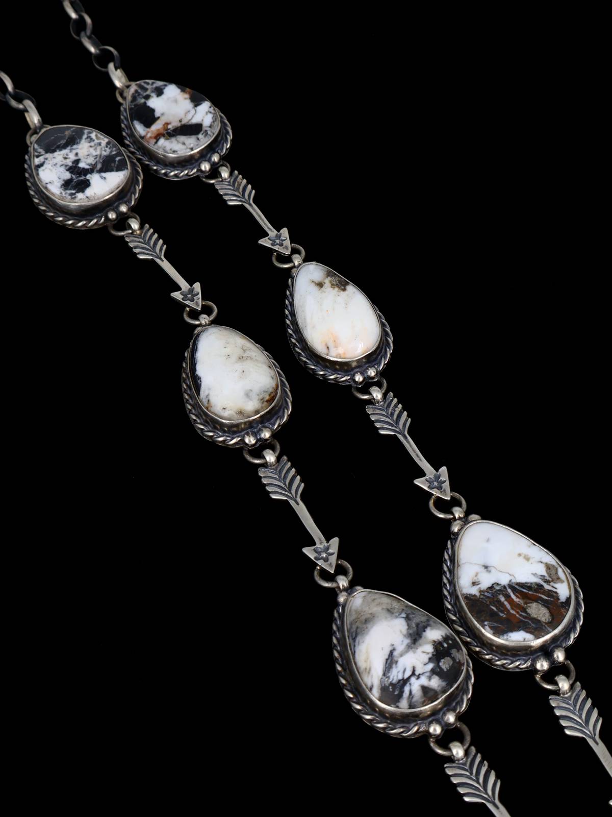 Native American White Buffalo Sterling Silver Lariat Necklace and Earring Set