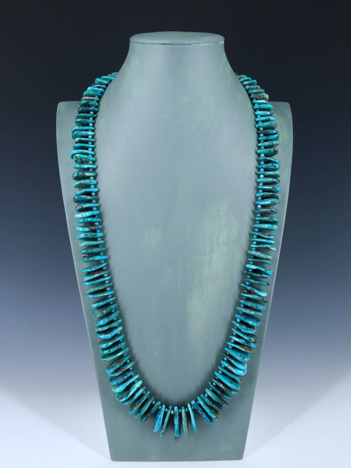 Collar con pestaña de lapislázuli y turquesa de joyería nativa americana de 32"