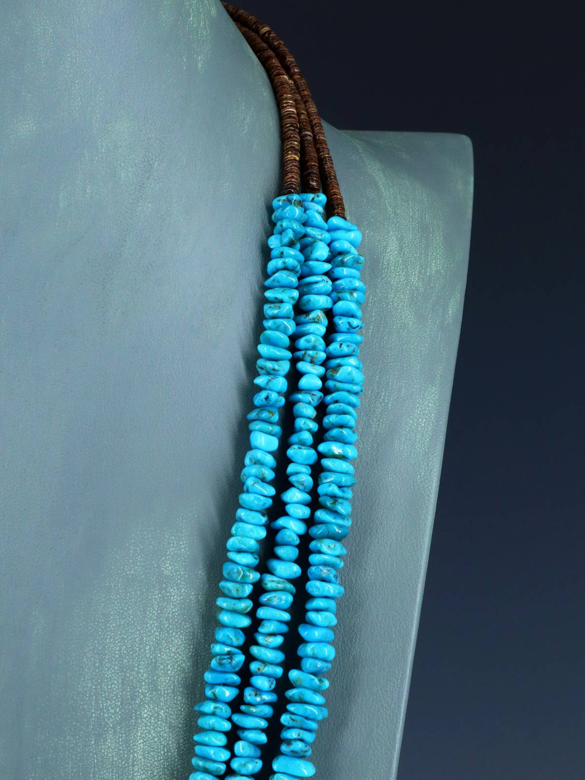Native American Three Strand Turquoise and Heishi Necklace