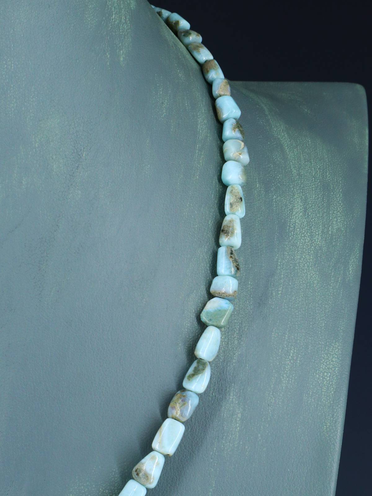 20" Navajo Single Strand Larimar Nugget Necklace
