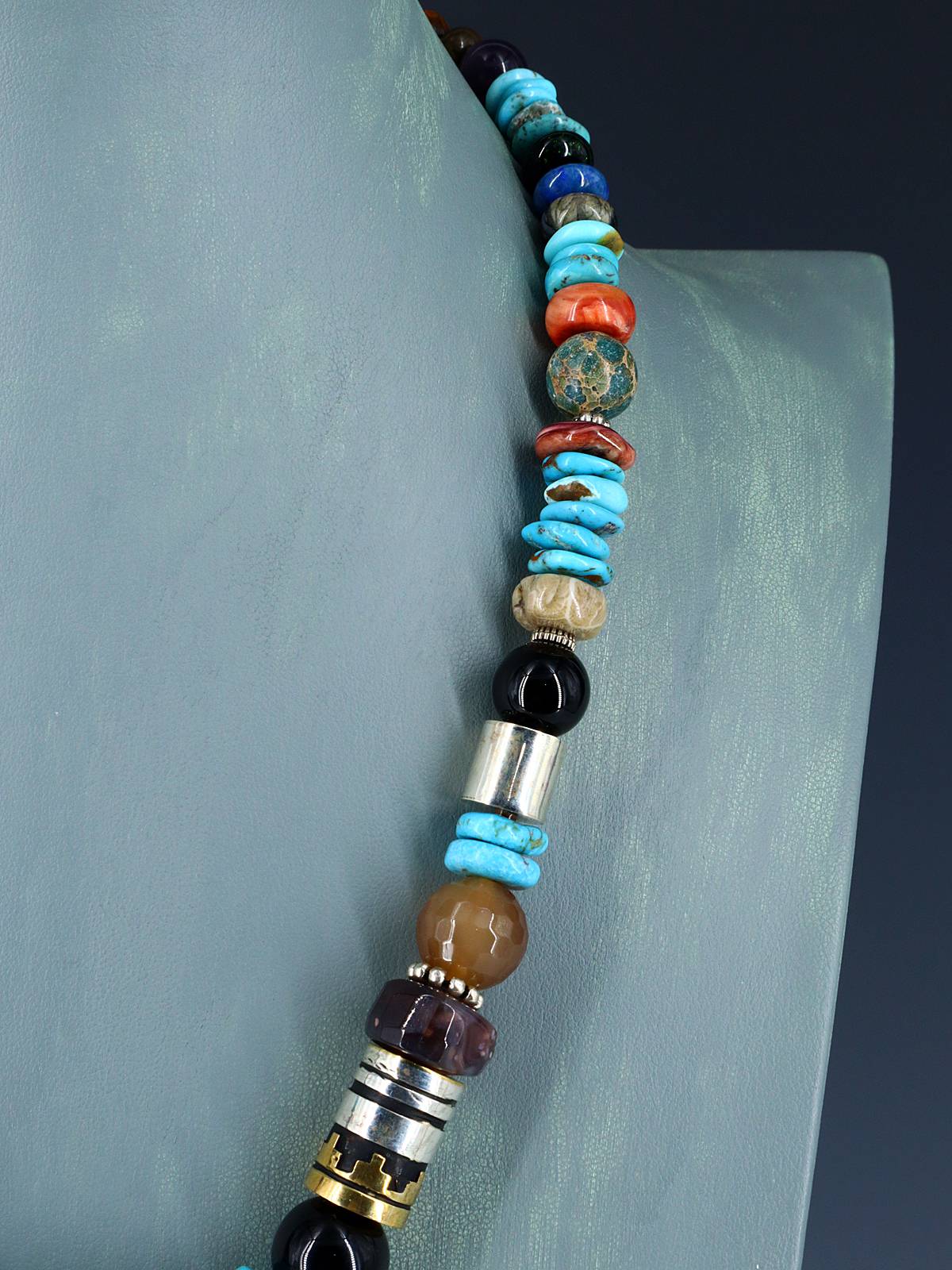Navajo 21" Turquoise Large Single Strand Beaded Necklace
