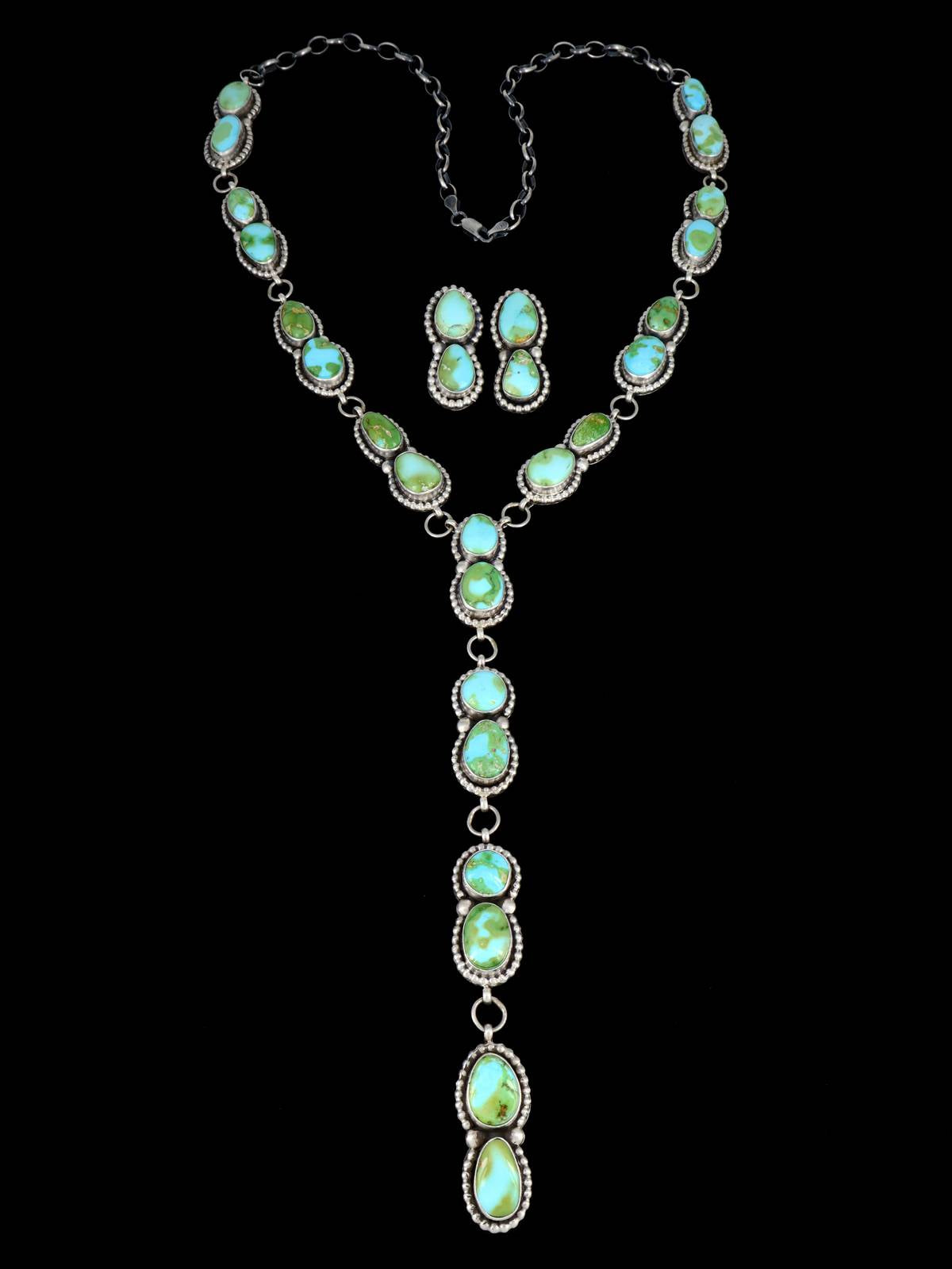 Native American Sonoran Gold Turquoise Lariat Necklace Set