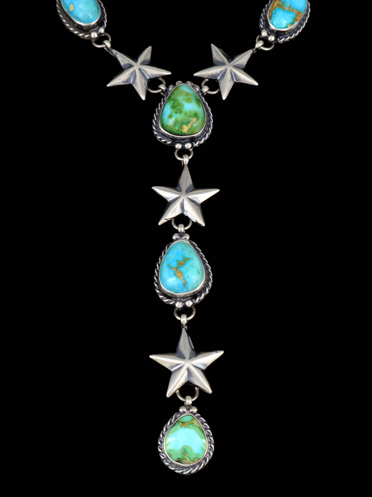 Juego de collar con lazo de plata de ley y turquesa de oro de Sonora